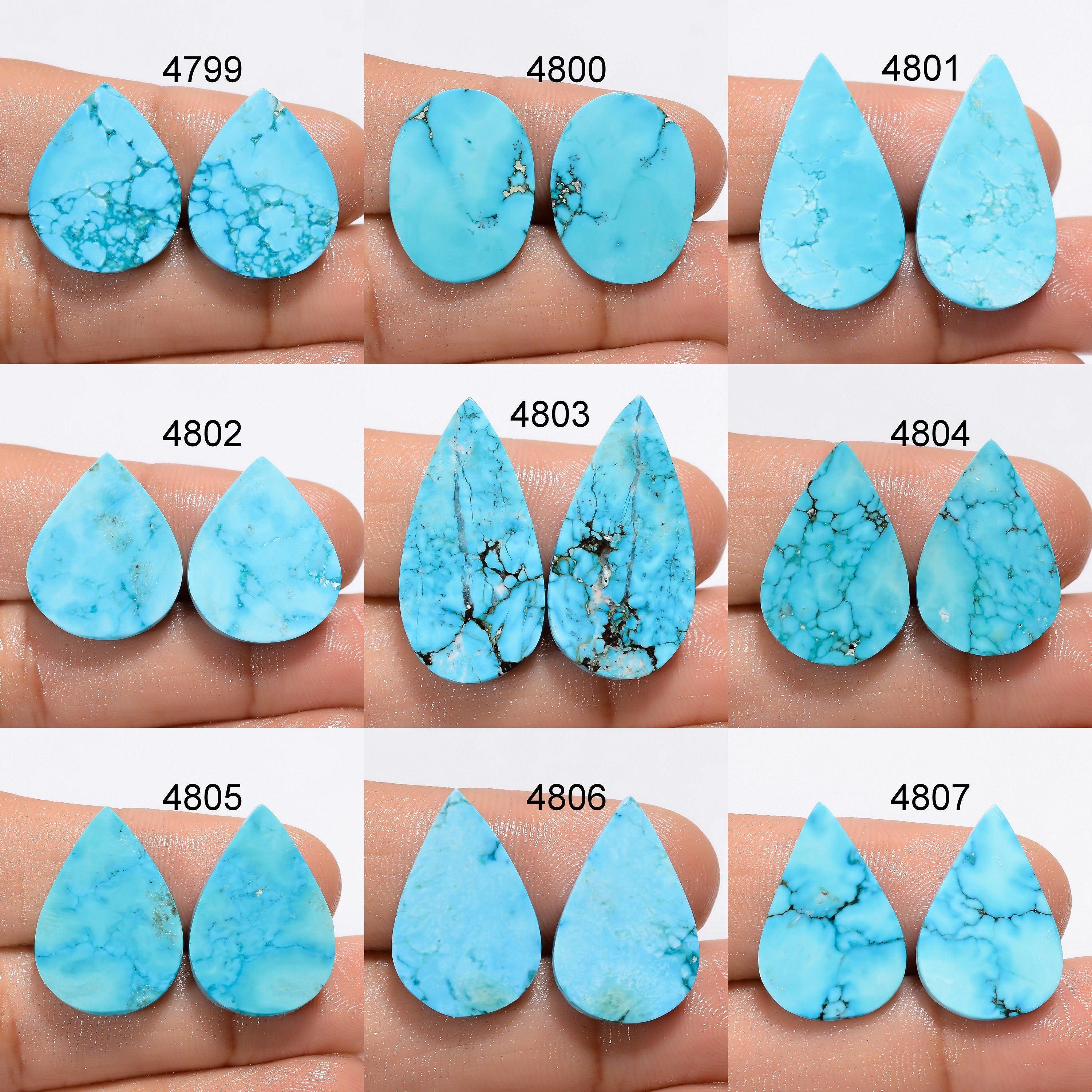 Turquoise Cabochon Matched Pair: Blue Gemstones for Earrings - image 2