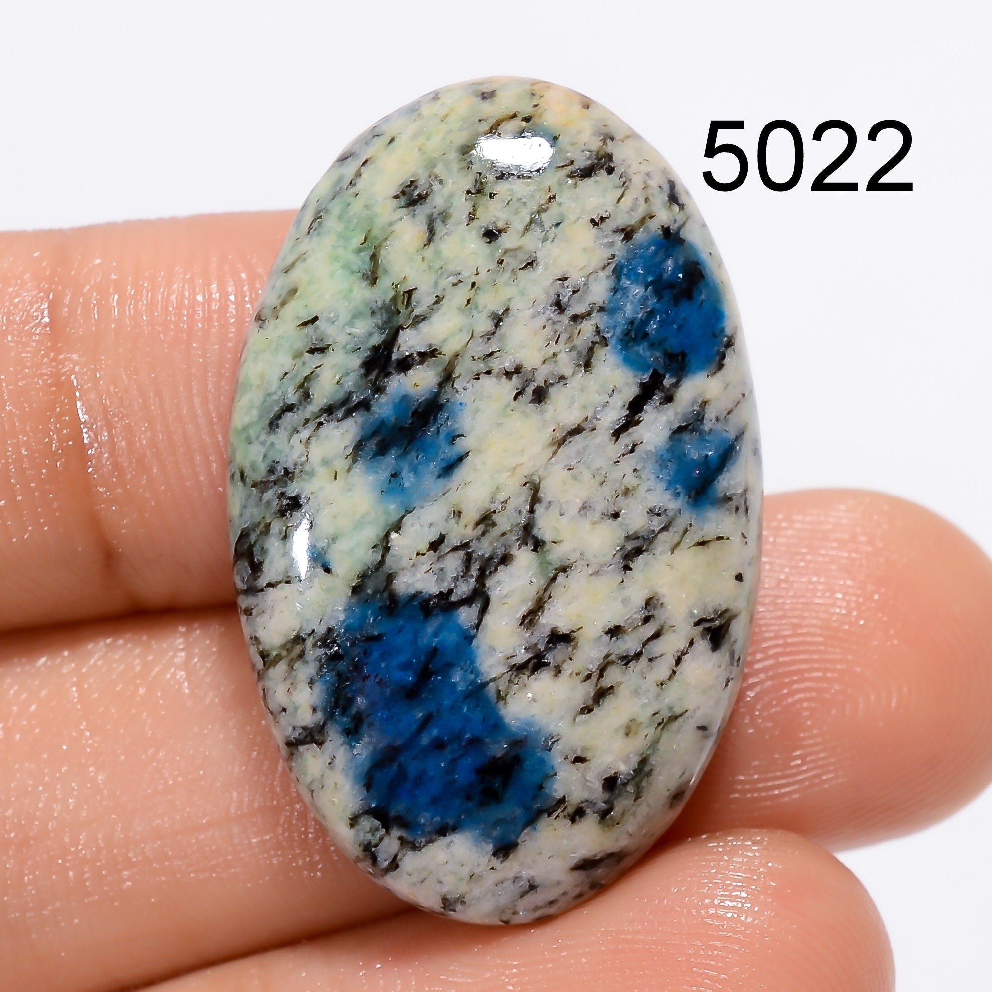 K2 Azurite Granite Cabochon, Natural Gemstone, Oval Stone for Jewelry Making - image 5