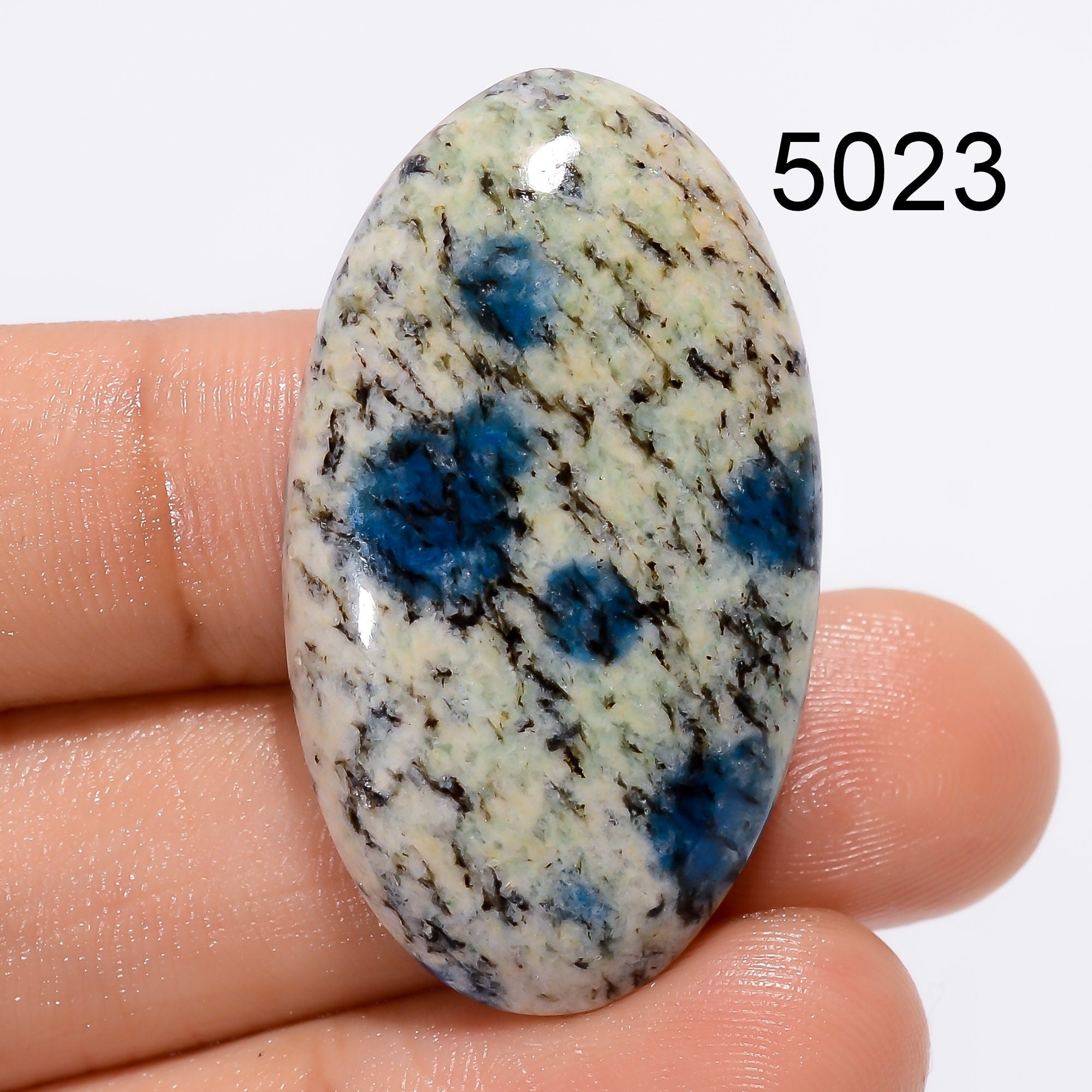 K2 Azurite Granite Cabochon, Natural Gemstone, Oval Stone for Jewelry Making