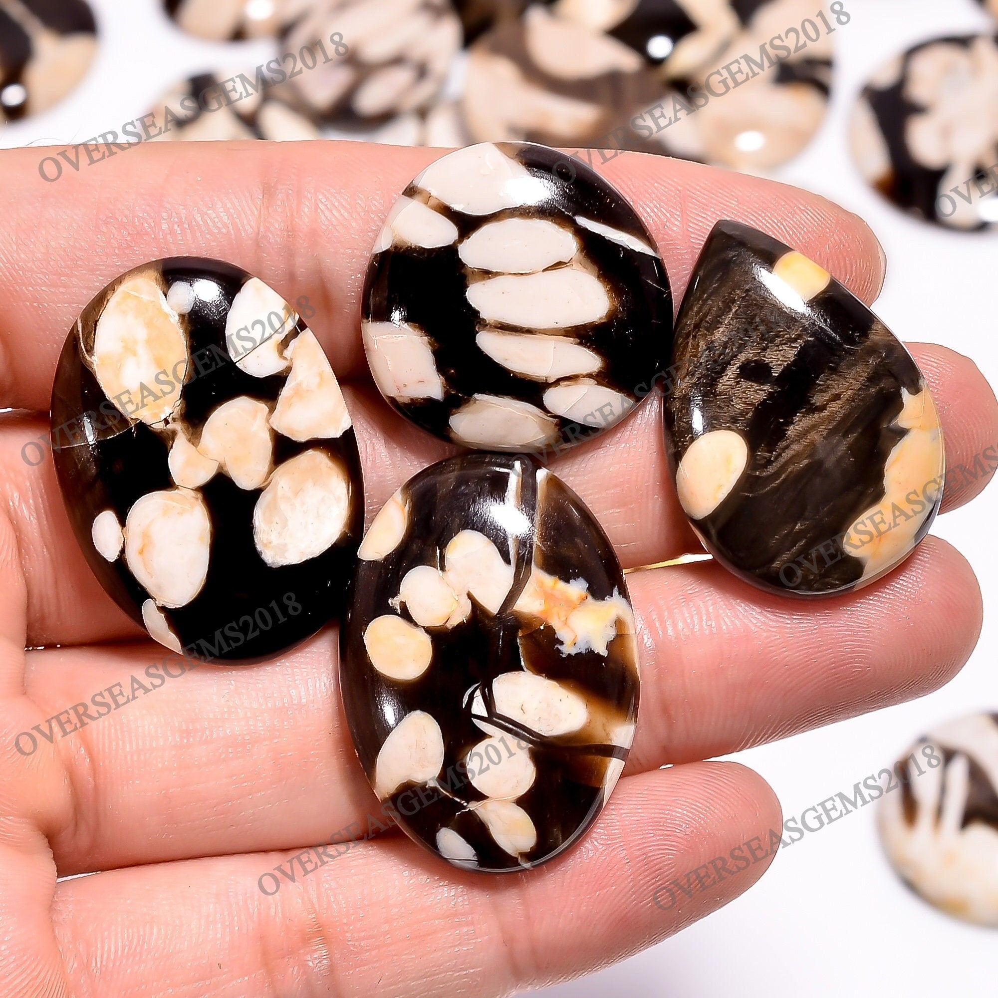 Natural Peanut Wood Cabochon Lot, Mix Shape, Wholesale Gemstone