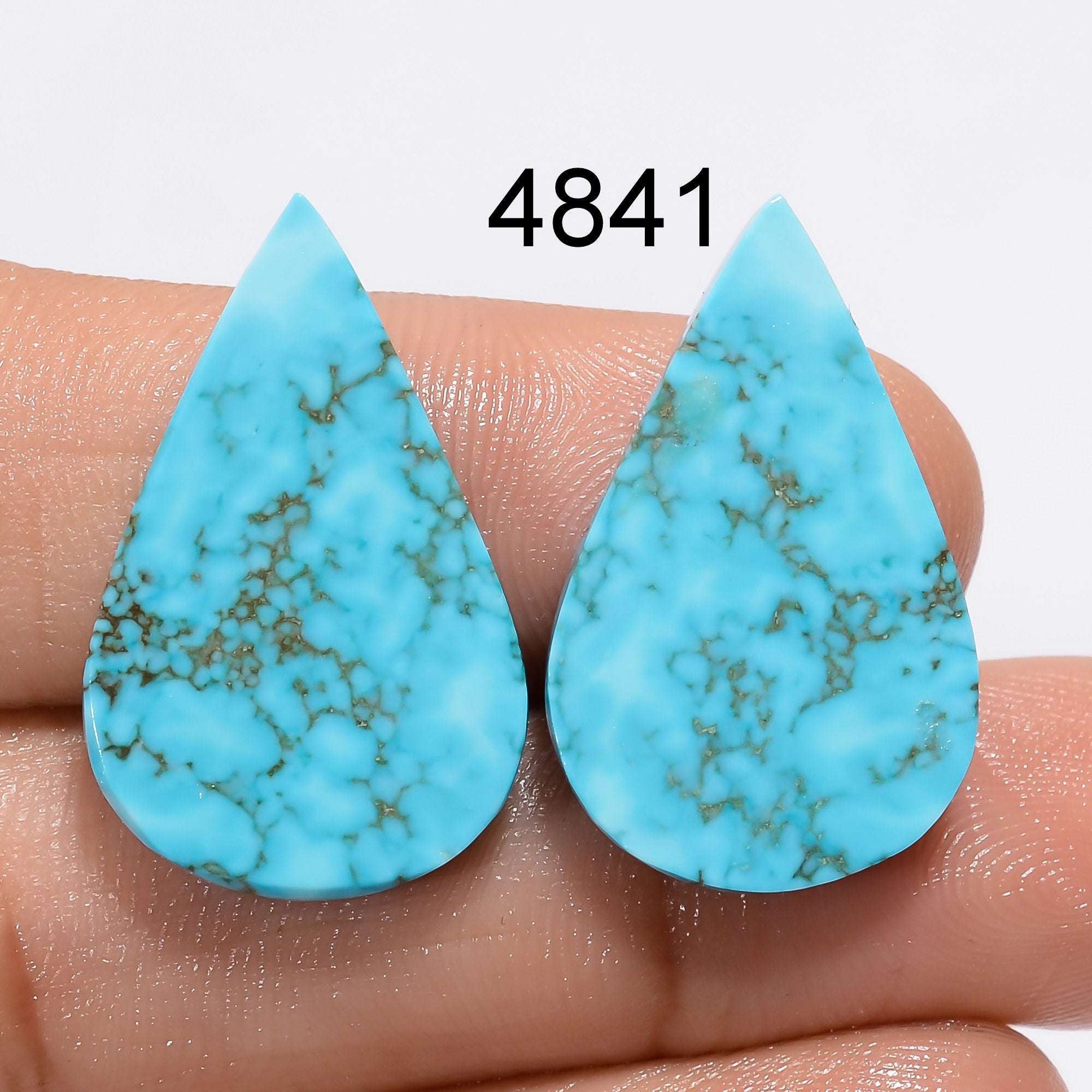Blue Turquoise Gemstone Pair, Designer Matched Turquoise Pair Gemstone Earring, Loose Gemstone For Jewelry Making Supply - image 2
