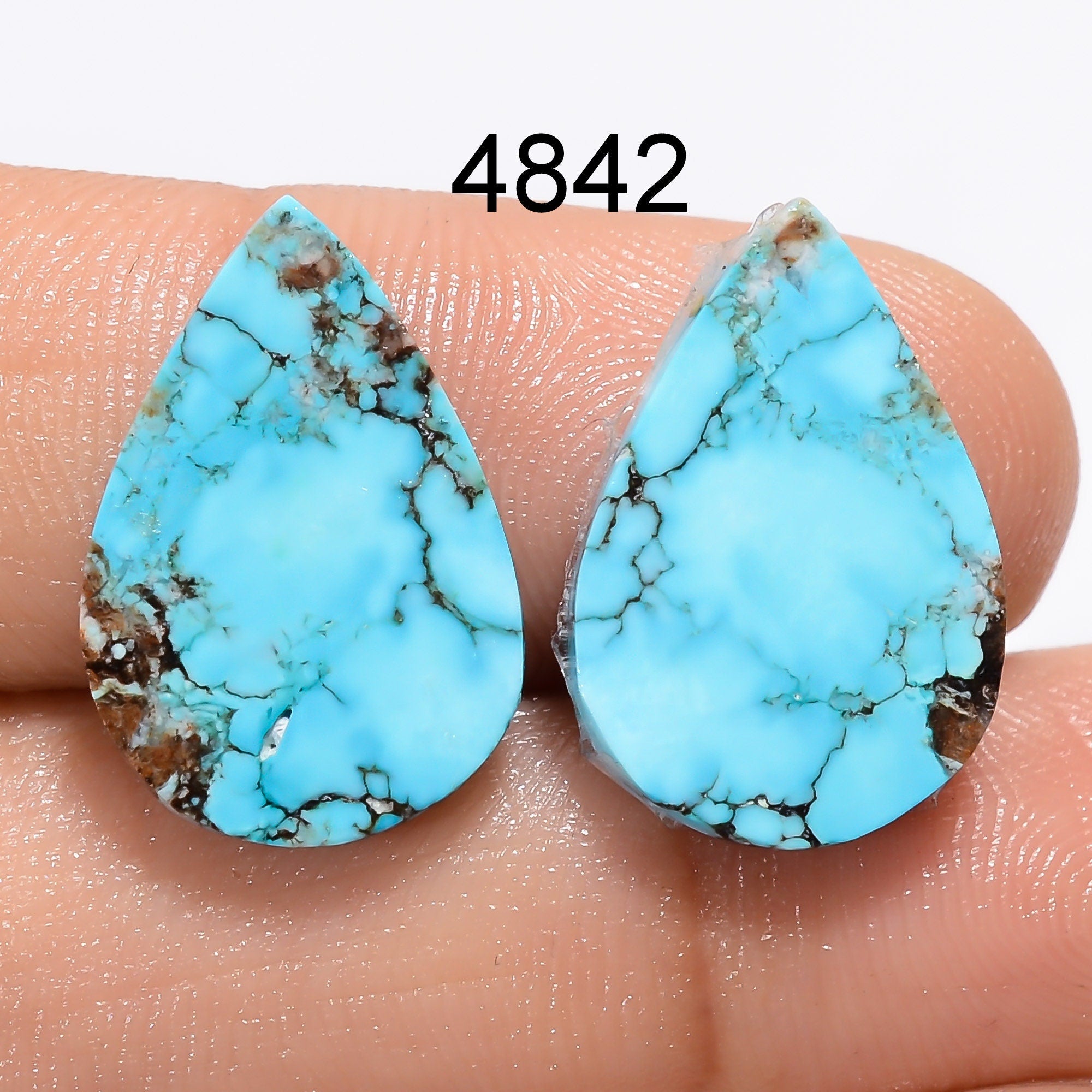 Blue Turquoise Gemstone Pair, Designer Matched Turquoise Pair Gemstone Earring, Loose Gemstone For Jewelry Making Supply - image 3