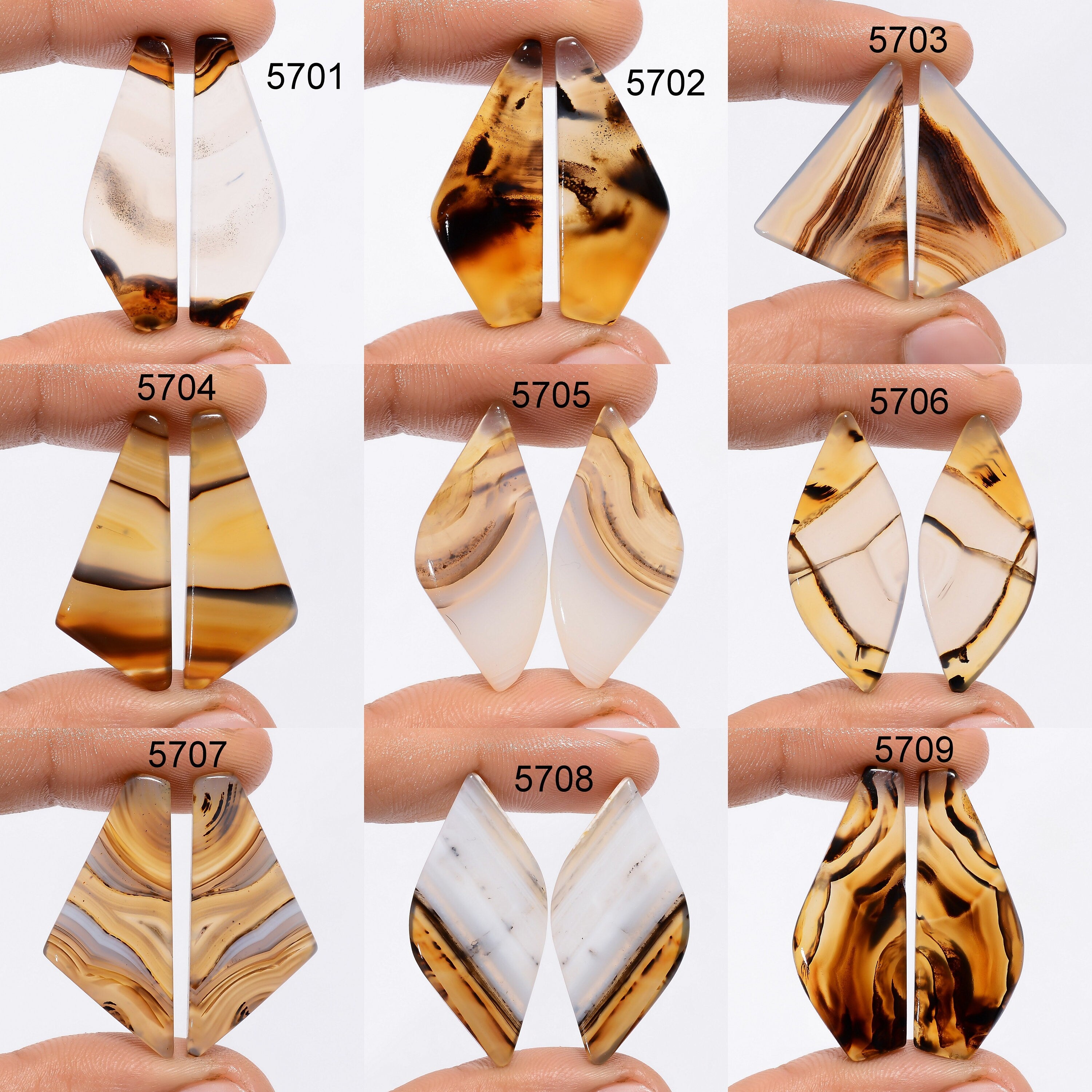 AAA Montana Agate Cabochons: Natural Gemstone Pair for Jewelry - image 2
