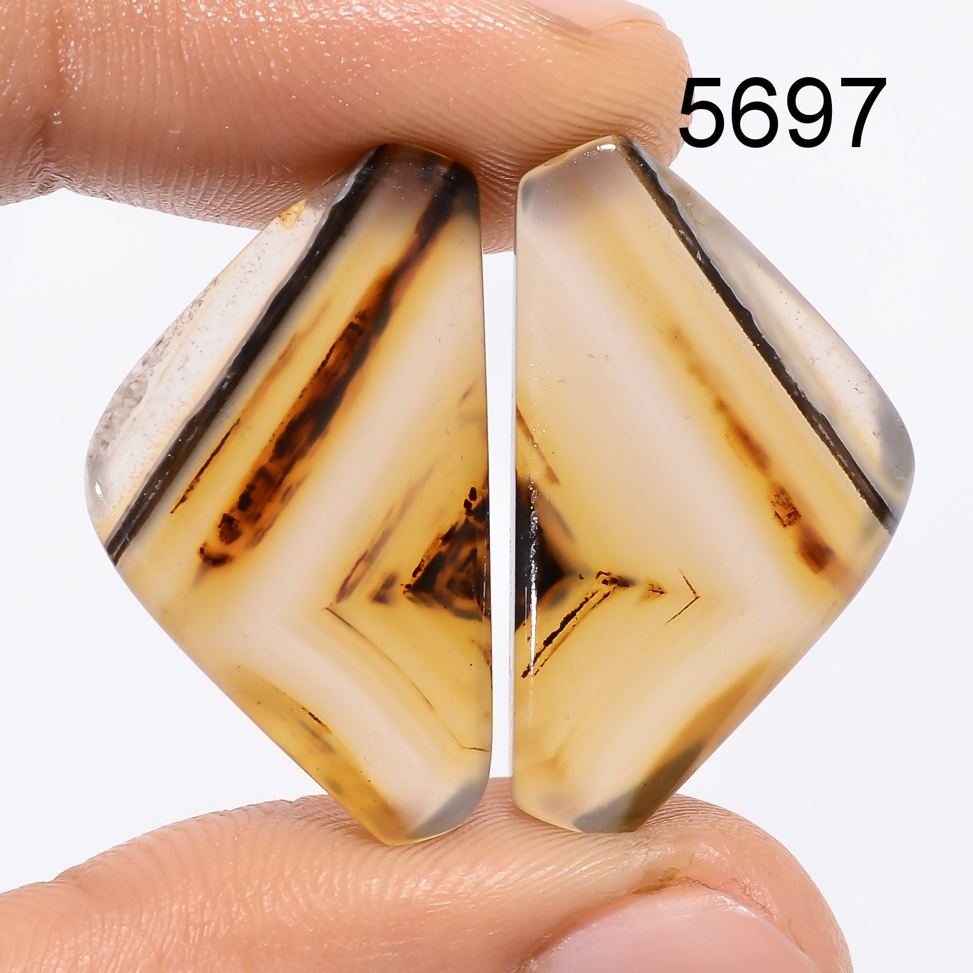 Montana Agate Pair Gemstone, Multi Color Montana Agate Pair Cabochon, Natural Designer Gemstone Matched Earring Pair For