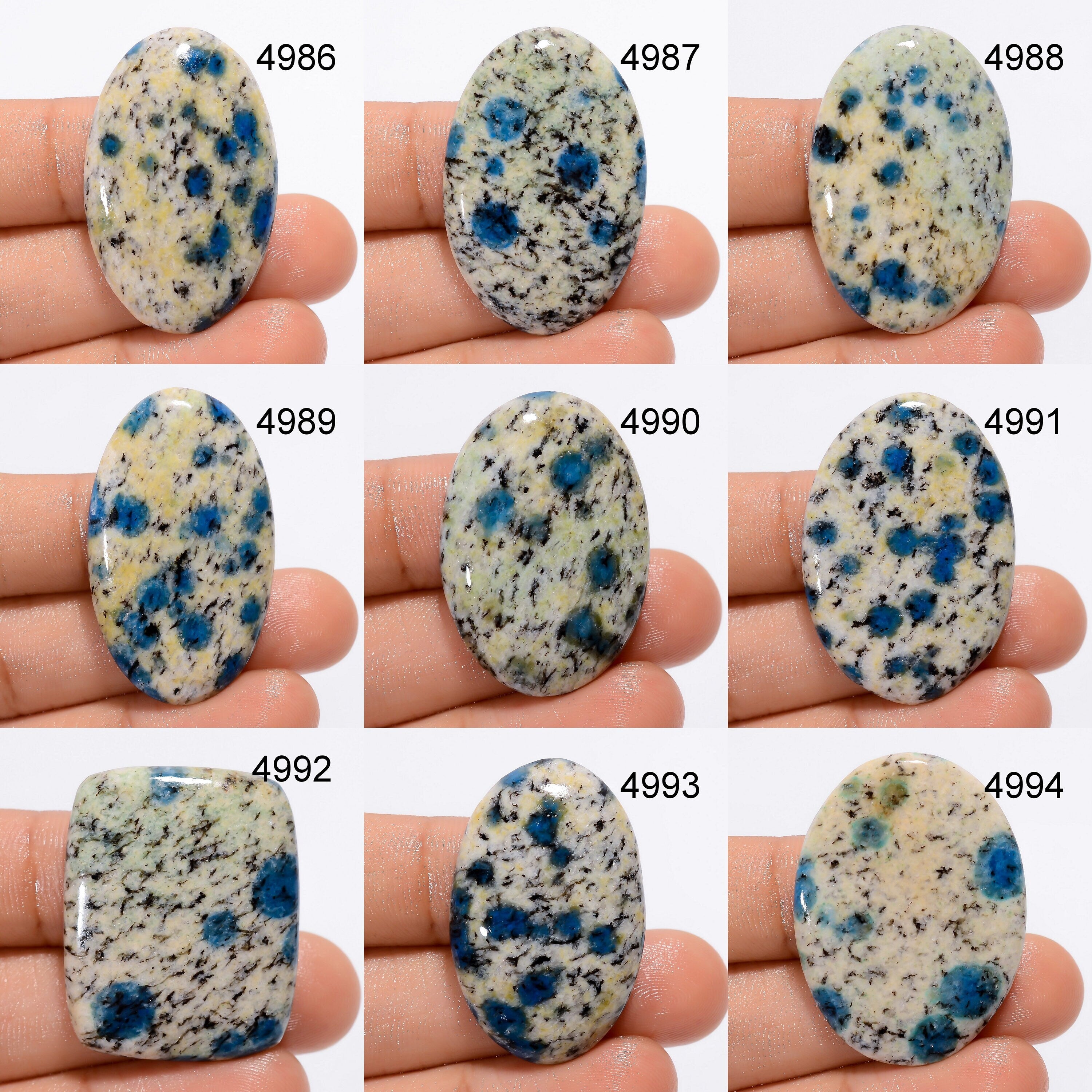 K2 Azurite Granite Cabochon, Natural Gemstone, Oval Stone for Jewelry Making - image 2