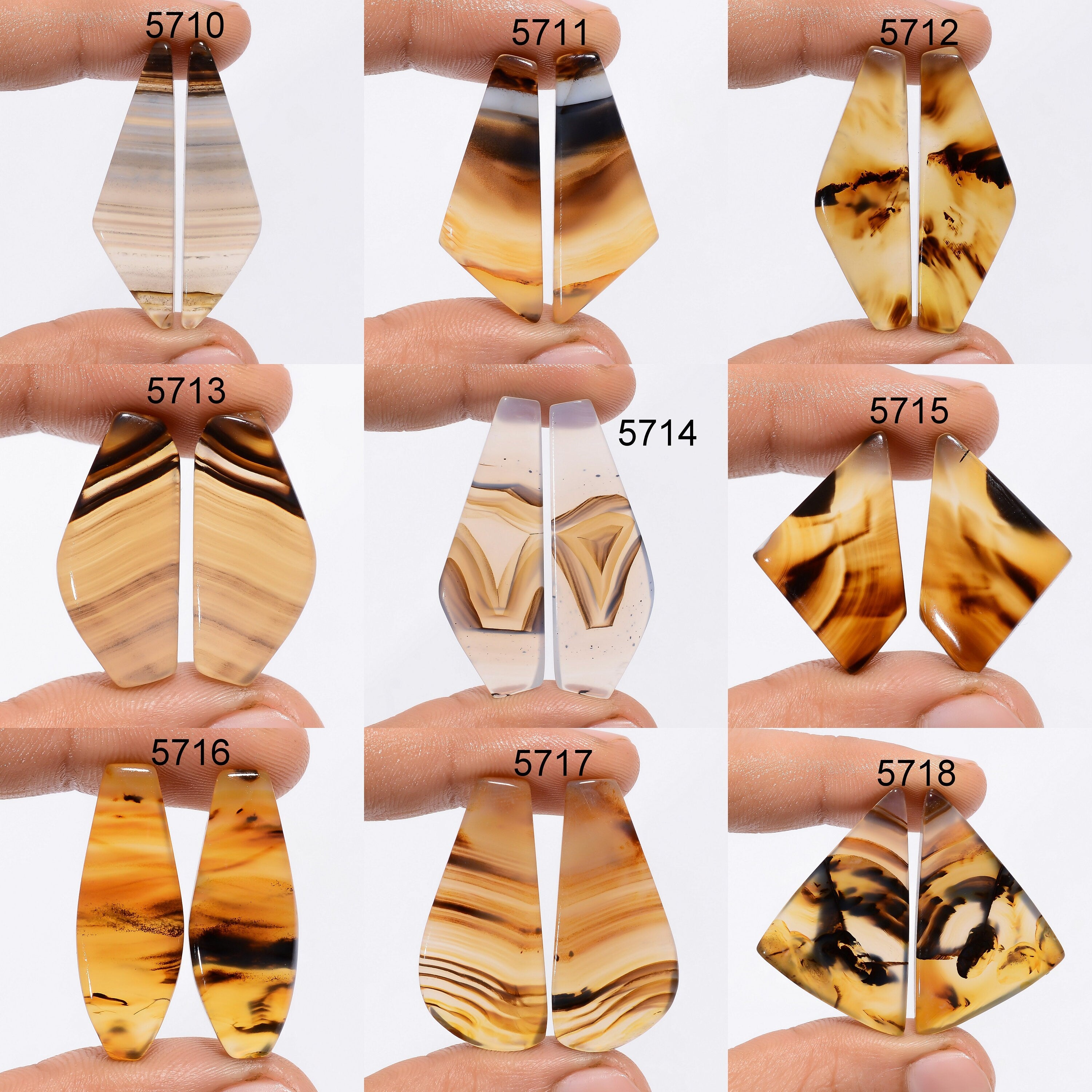 AAA Montana Agate Cabochons: Natural Gemstone Pair for Jewelry - image 3