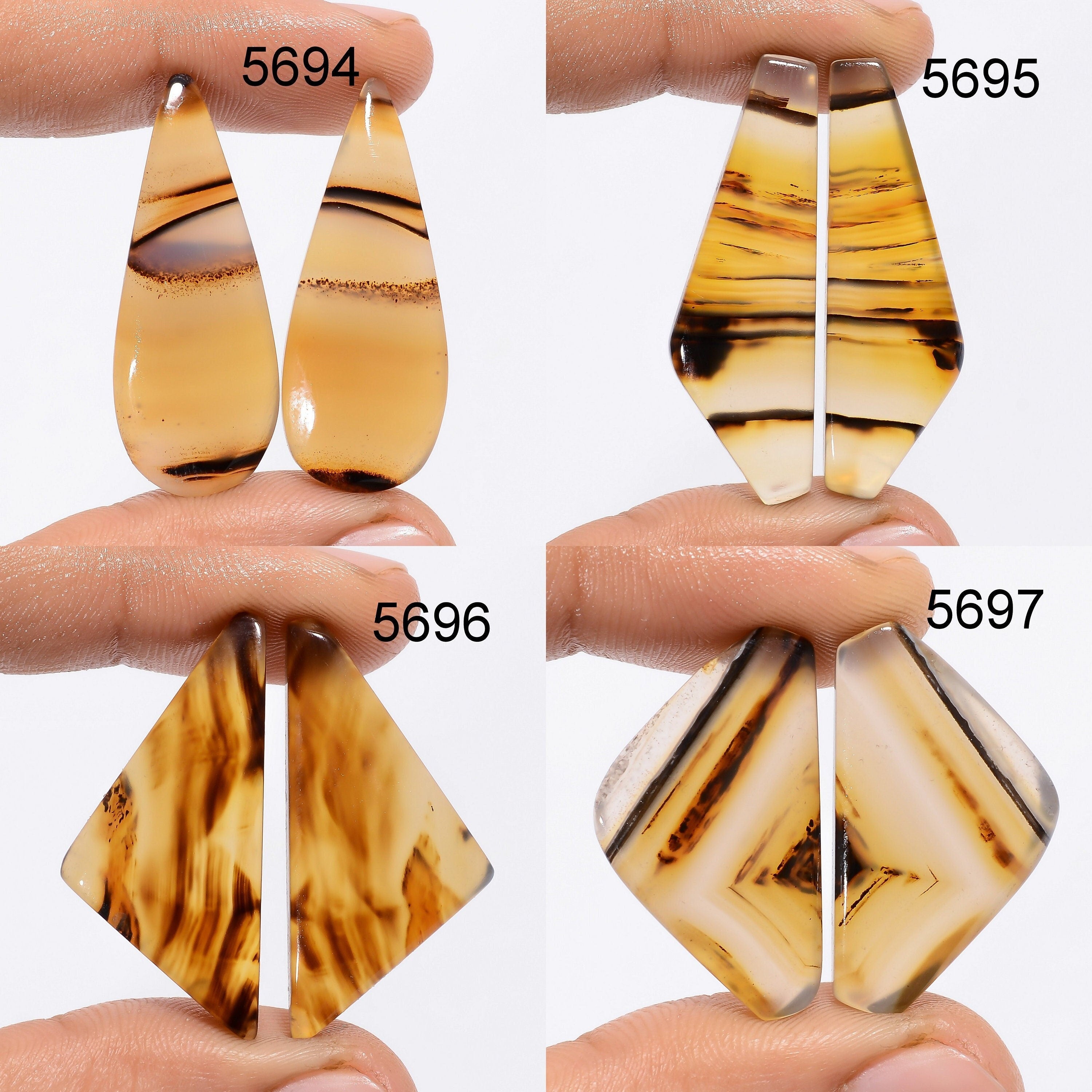Montana Agate Pair Gemstone, Multi Color Montana Agate Pair Cabochon, Natural Designer Gemstone Matched Earring Pair For - image 2