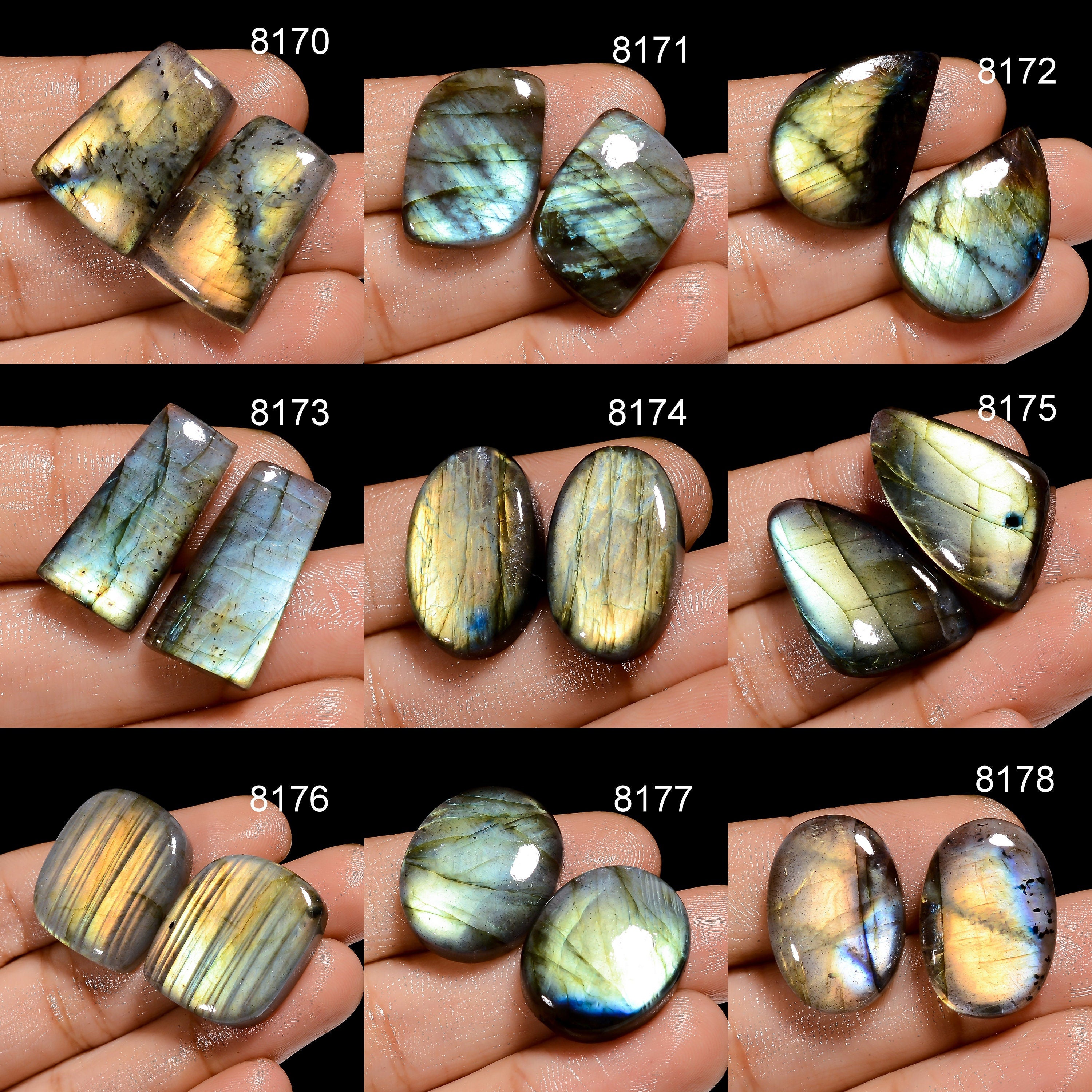 AAA Natural Labradorite Cabochons Matched Pair Gemstone for Jewelry Making - image 4