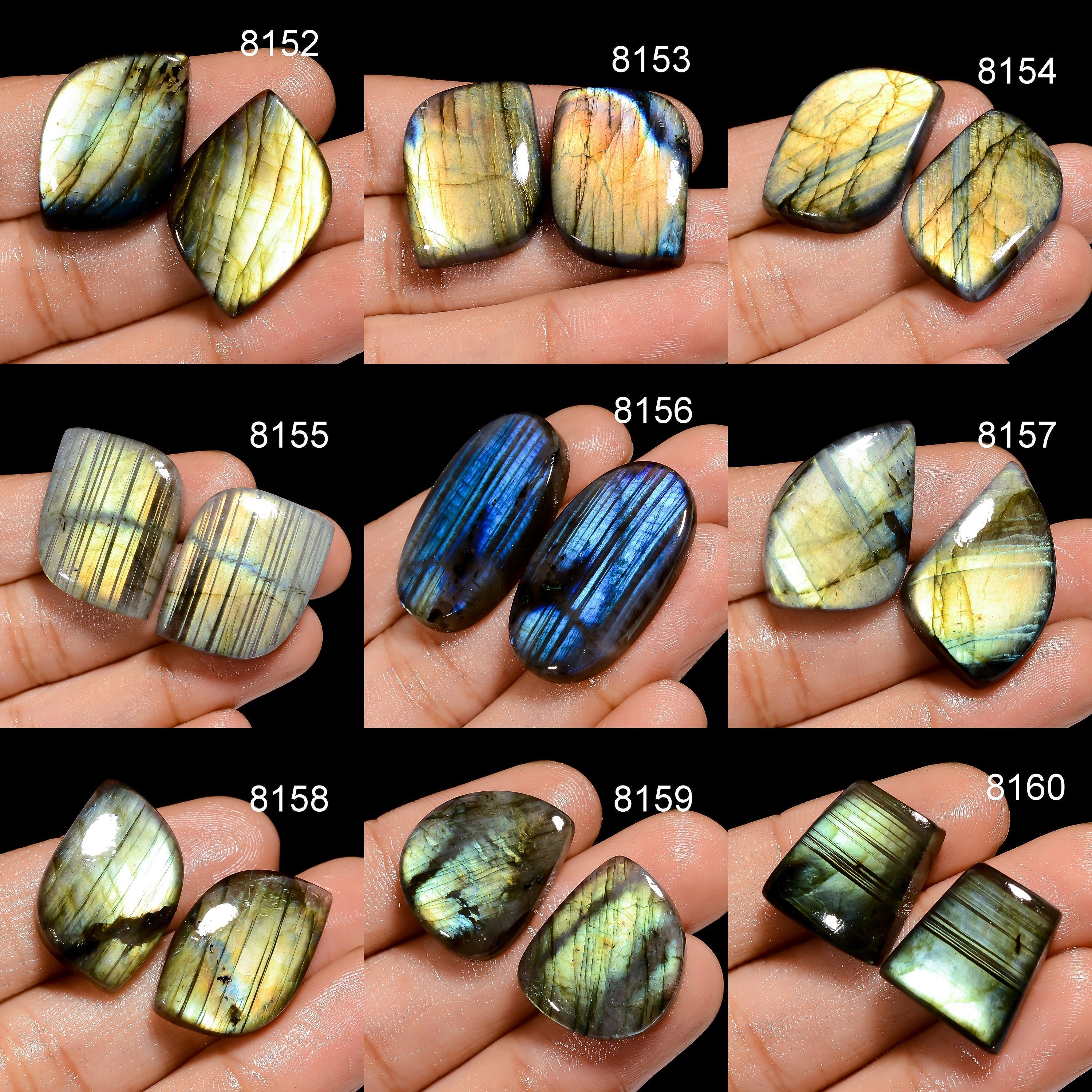 AAA Natural Labradorite Cabochons Matched Pair Gemstone for Jewelry Making - image 2