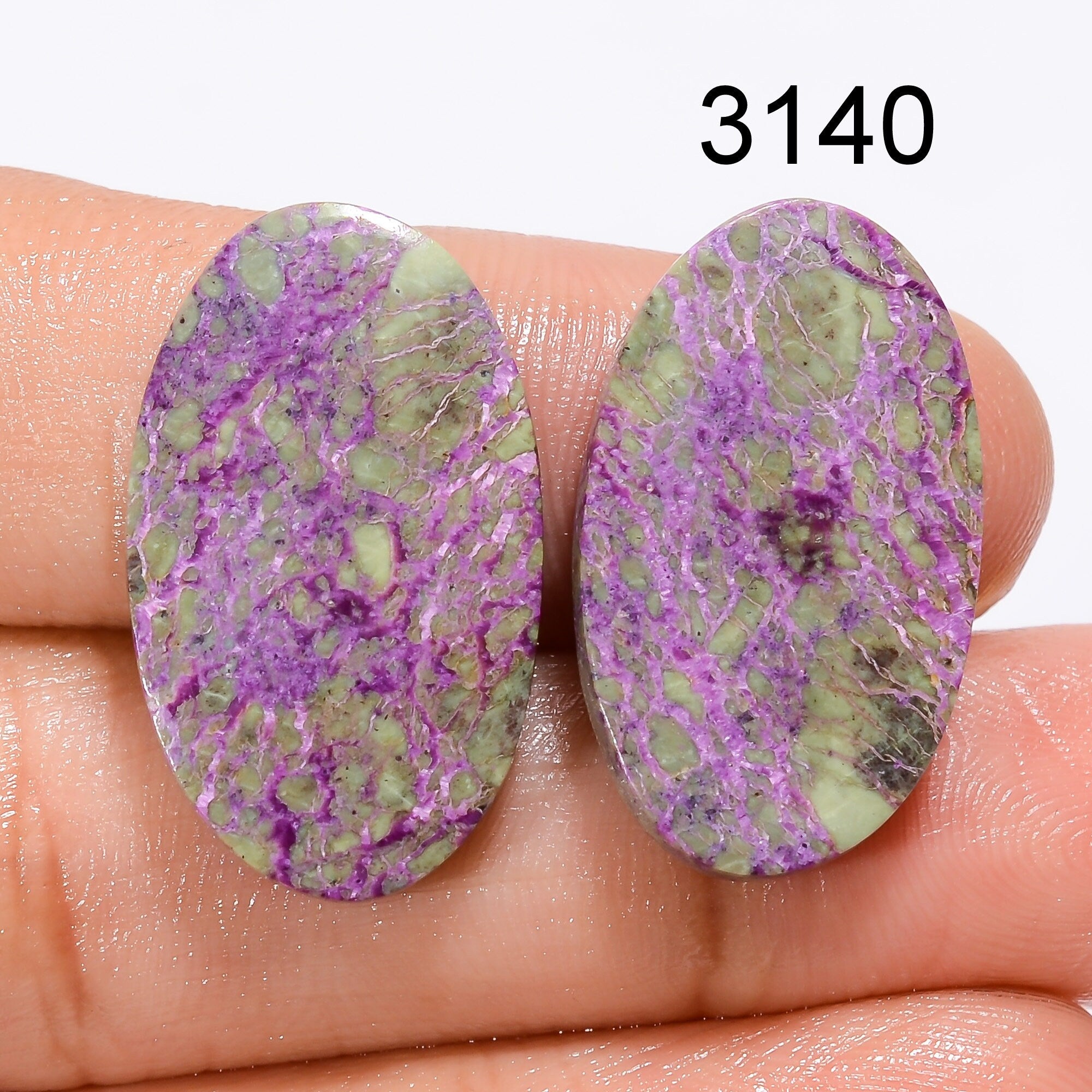 Purple Purpurite Stichtite Cabochon Pair, Designer Gemstone