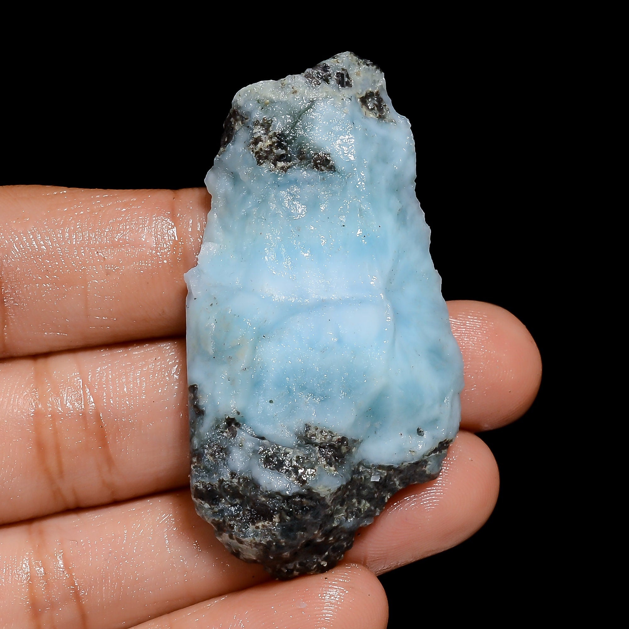 AAA Blue Larimar Gemstone Slice, Dominican Republic Rough Crystals