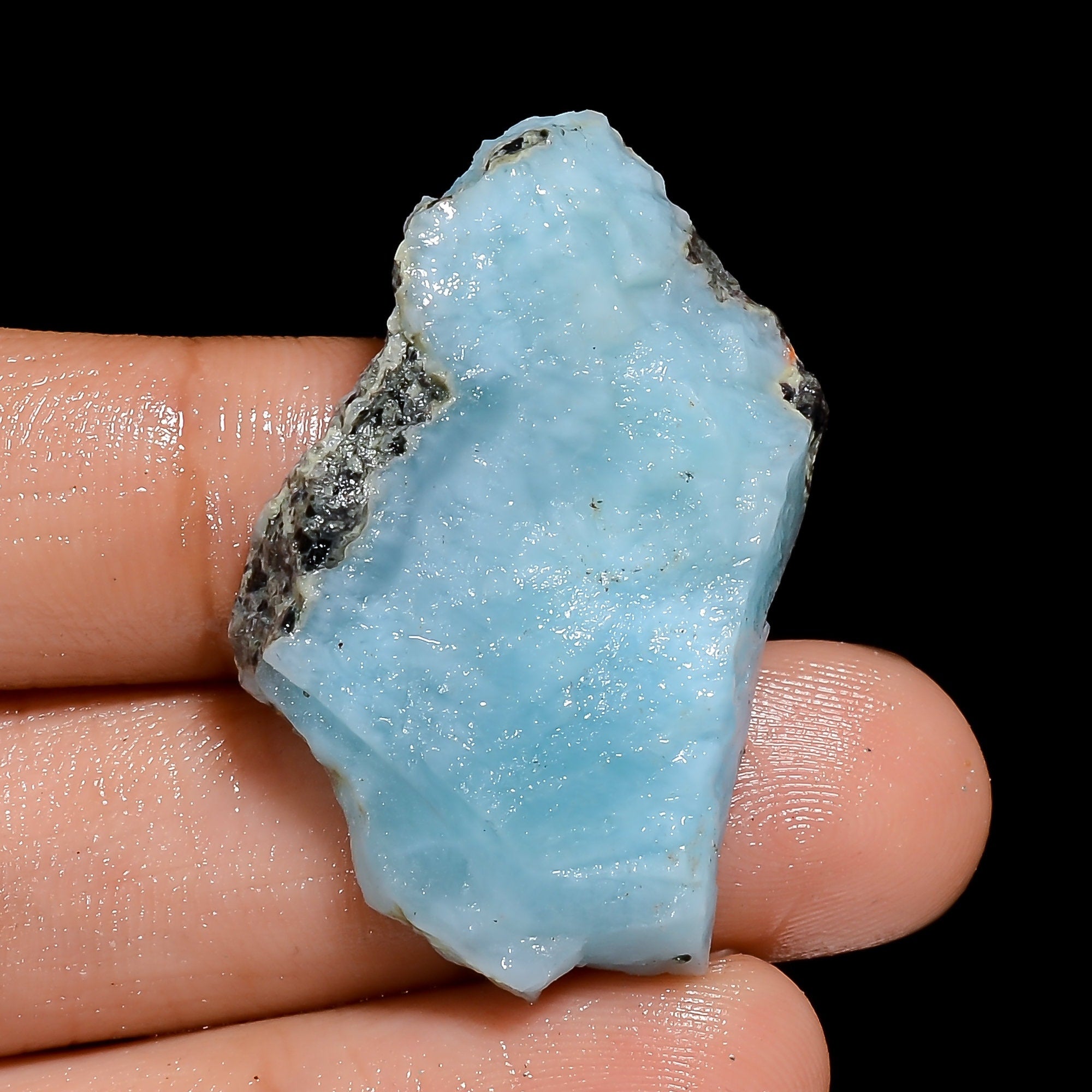 Blue Larimar Gemstone Slice from Dominican Republic