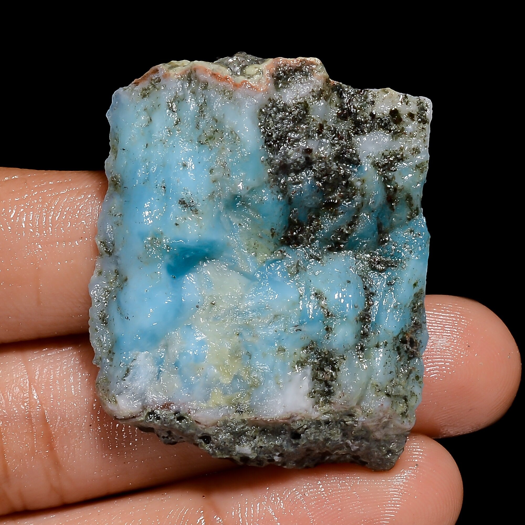 Natural blue larimar raw slice