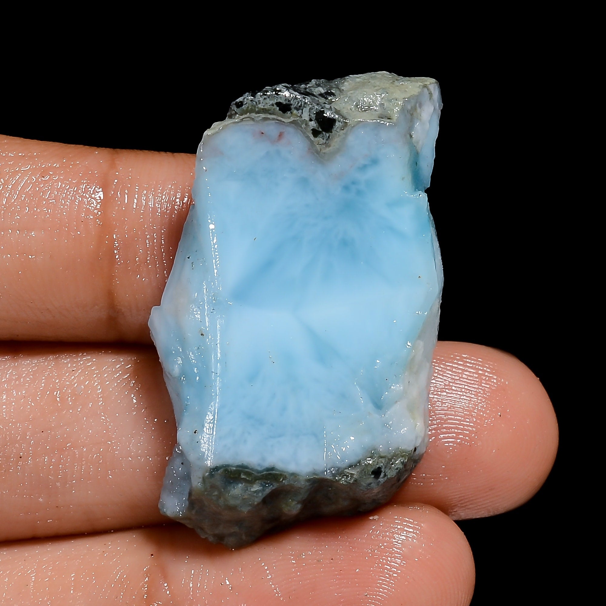 AAA Blue Larimar Raw Slice Crystal 