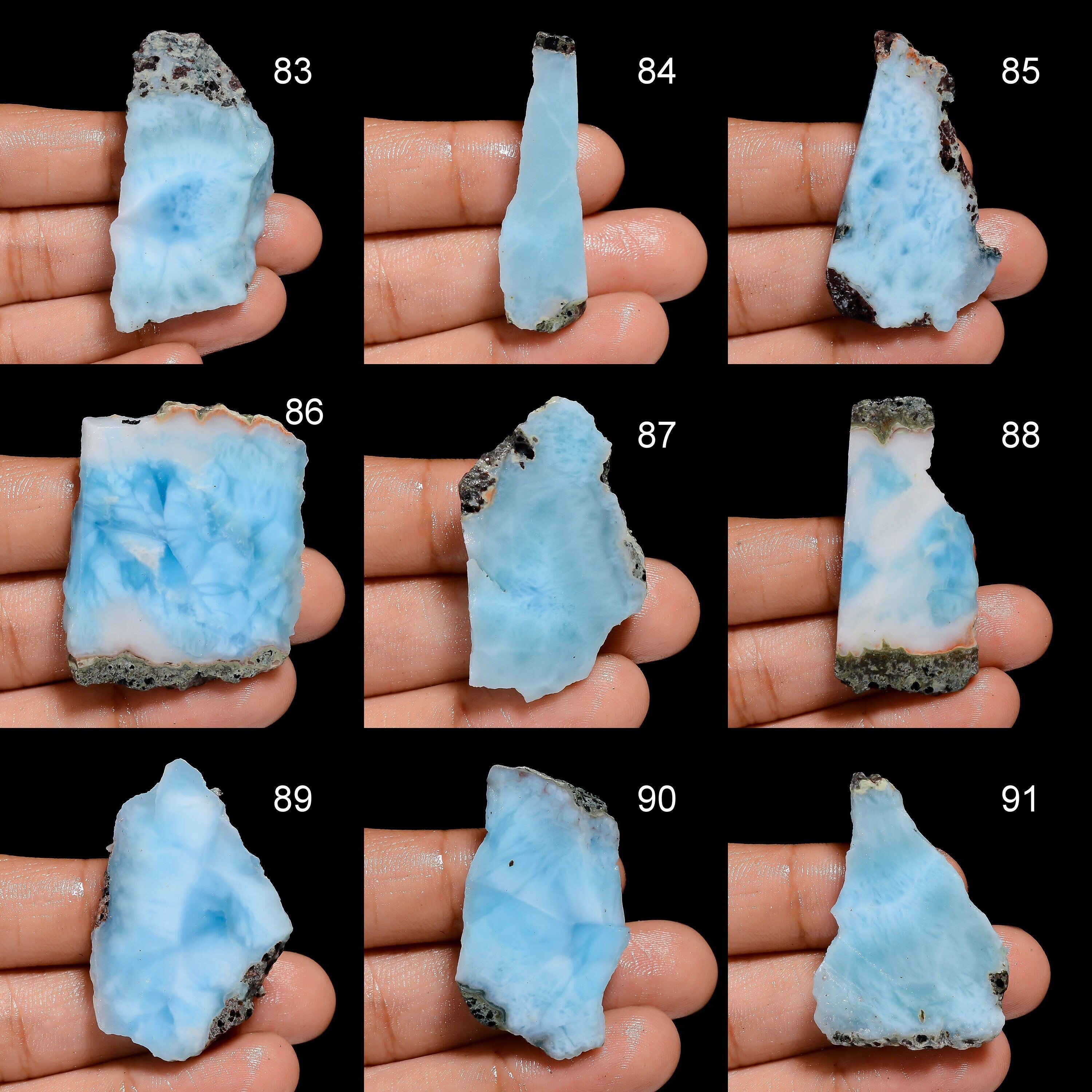 AAA Natural Blue Larimar Stone 38X22X6 mm to 47X28X9 mm size