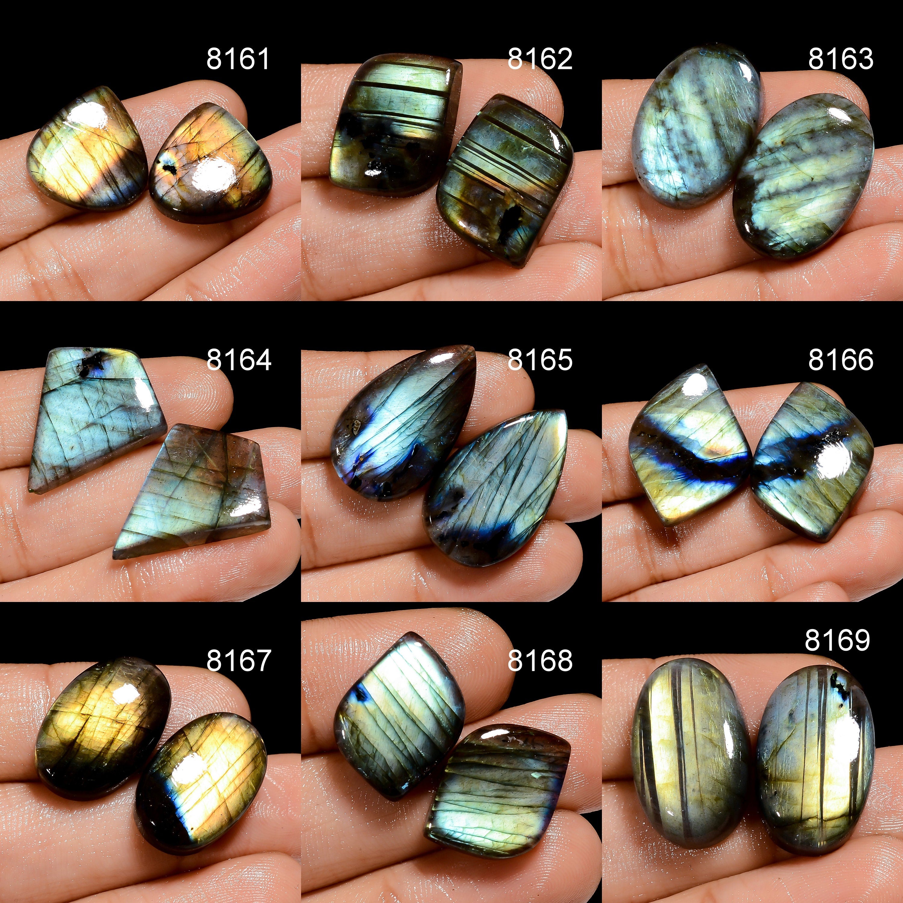 AAA Natural Labradorite Cabochons Matched Pair Gemstone for Jewelry Making - image 3