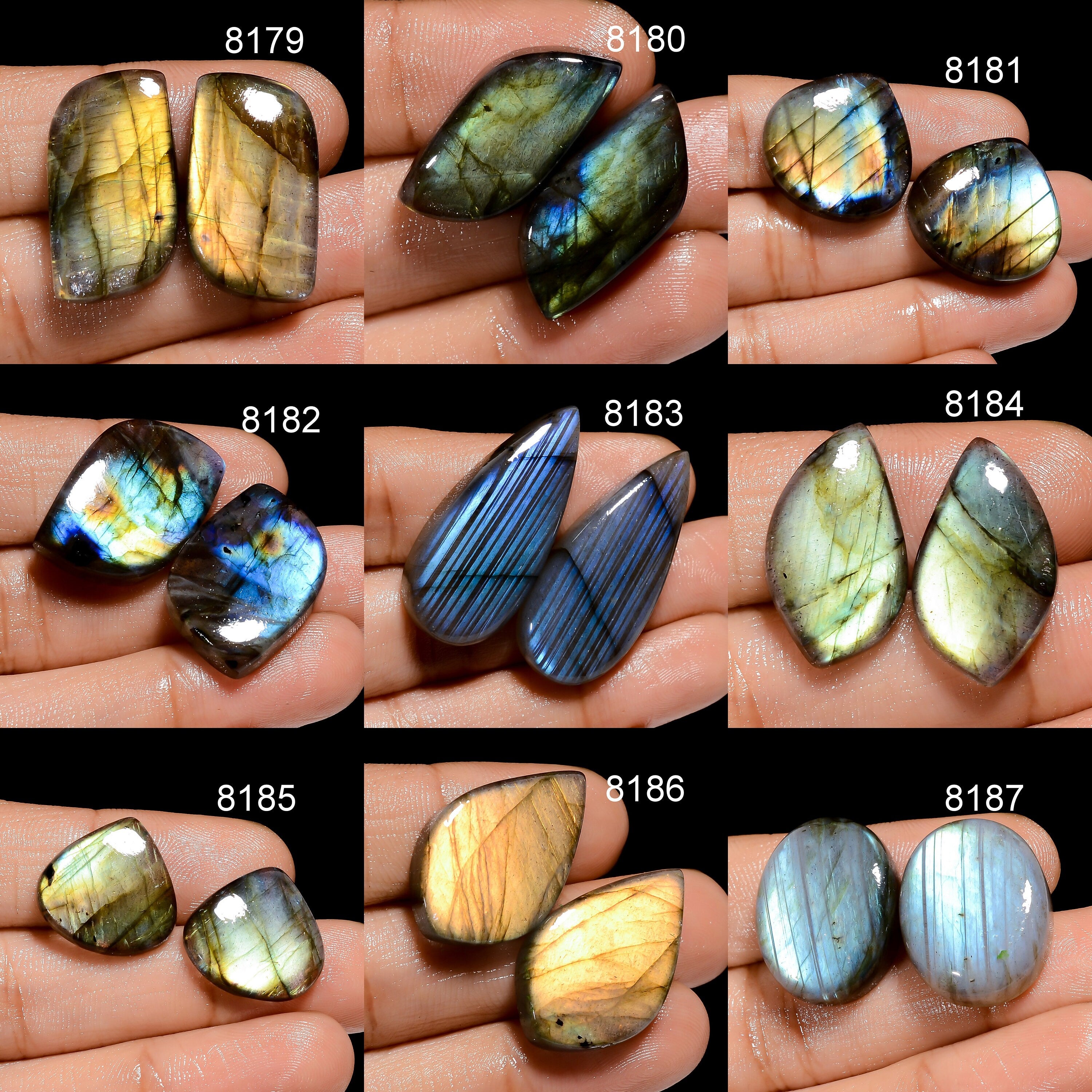 AAA Natural Labradorite Cabochons Matched Pair Gemstone for Jewelry Making - image 5