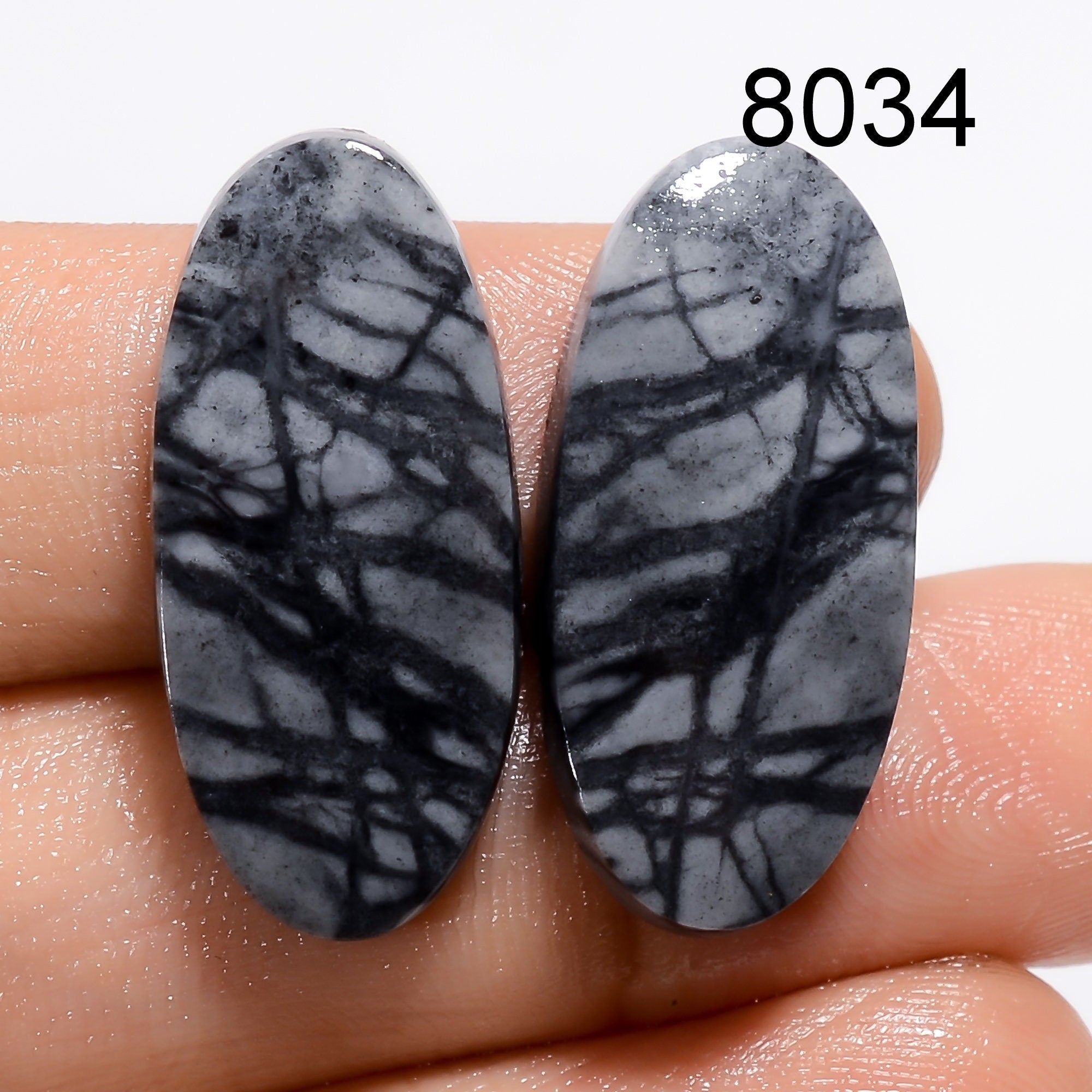 Picasso Jasper Cabochon Pair, Polished Crystal for Earring Jewelry. - image 3