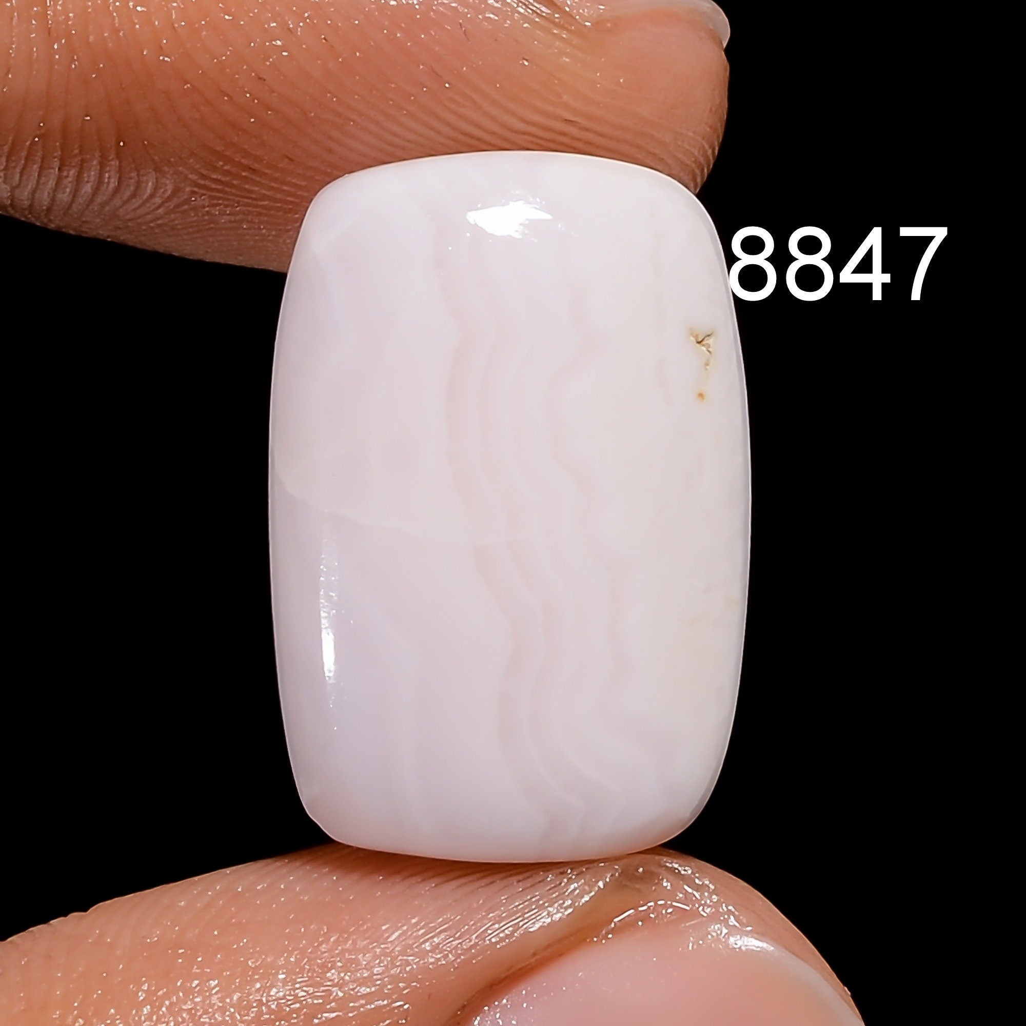 8851-Natural White Agate Cabochon, Teardrop Gemstone - image 6