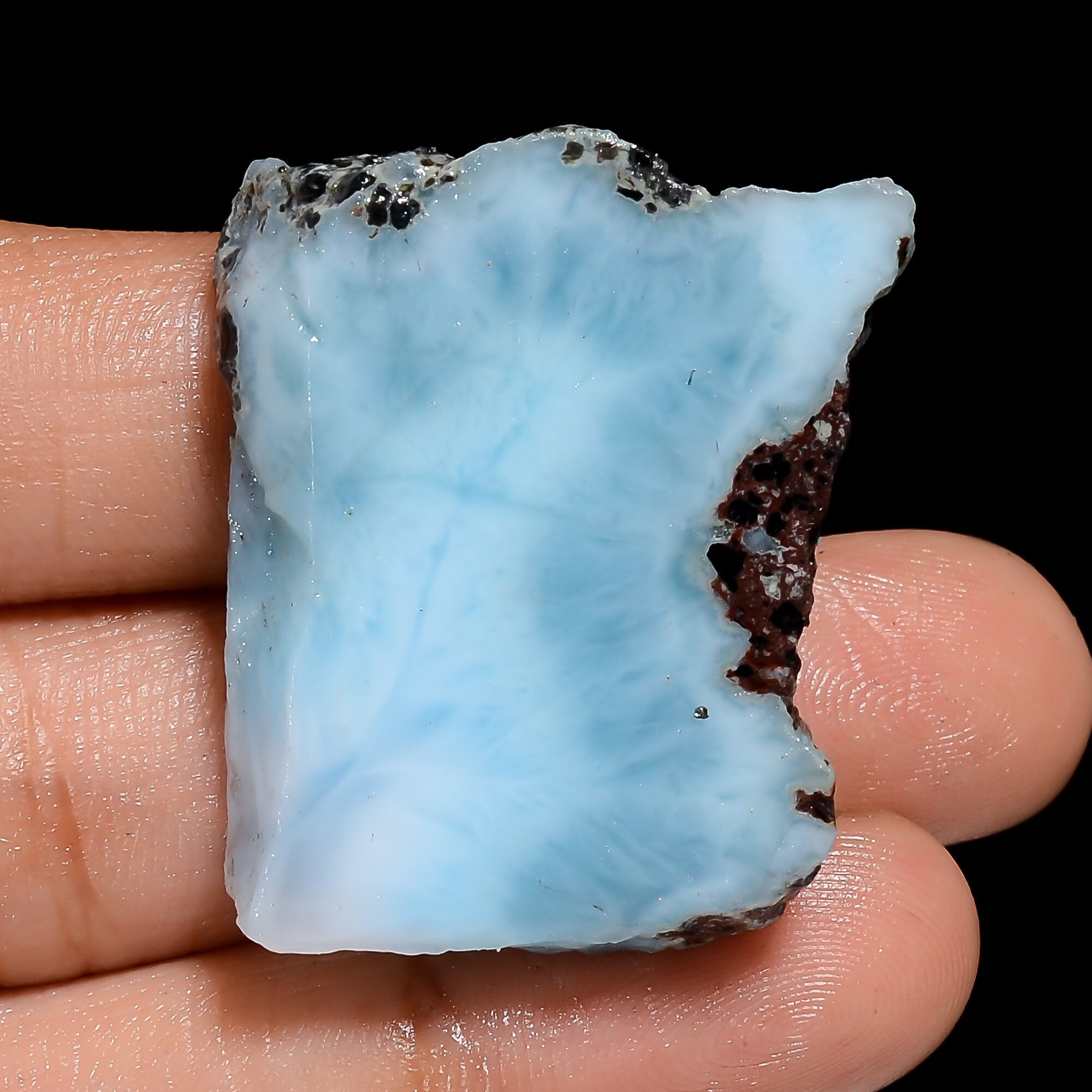 AAA Blue Larimar Gemstone Slice (38X22X6 mm to 47X28X9 mm size)

