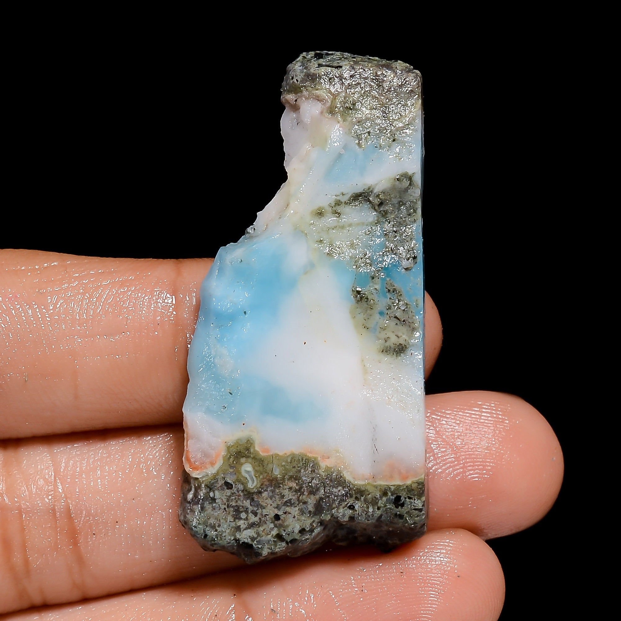 AAA Blue Larimar Slice Gemstone, Rough Crystals