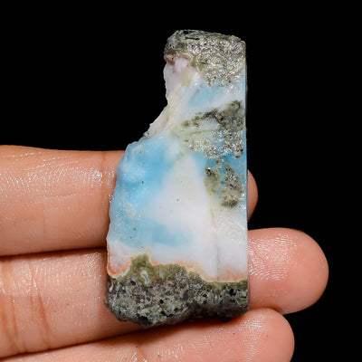 28 Cts to 87.5 Cts Natural blue larimar raw slice crystal (38X22X6 mm to 47X28X9 mm size)