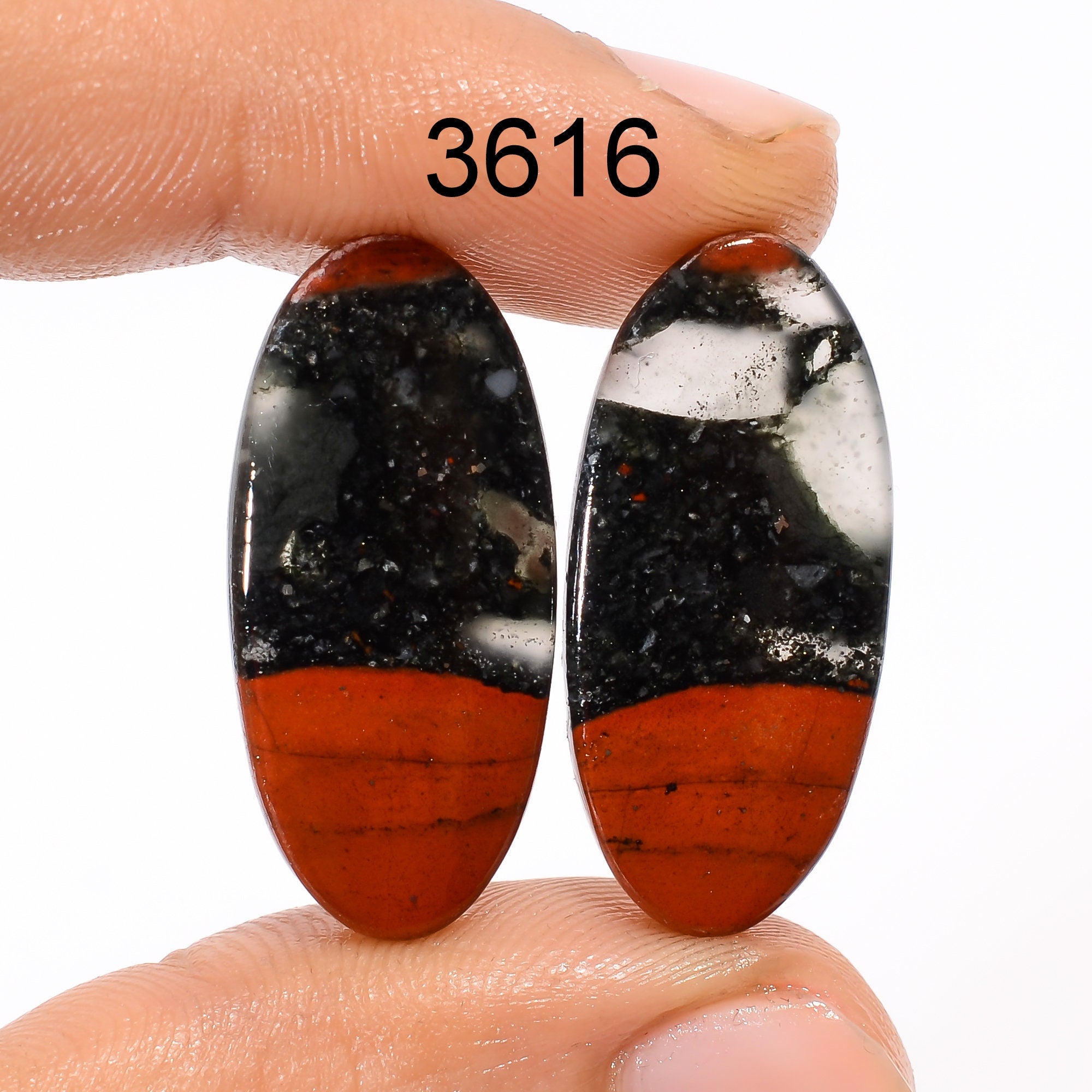 AAA Bloodstone Gemstone Pair, Mix Shape Cabochons, Loose Stone