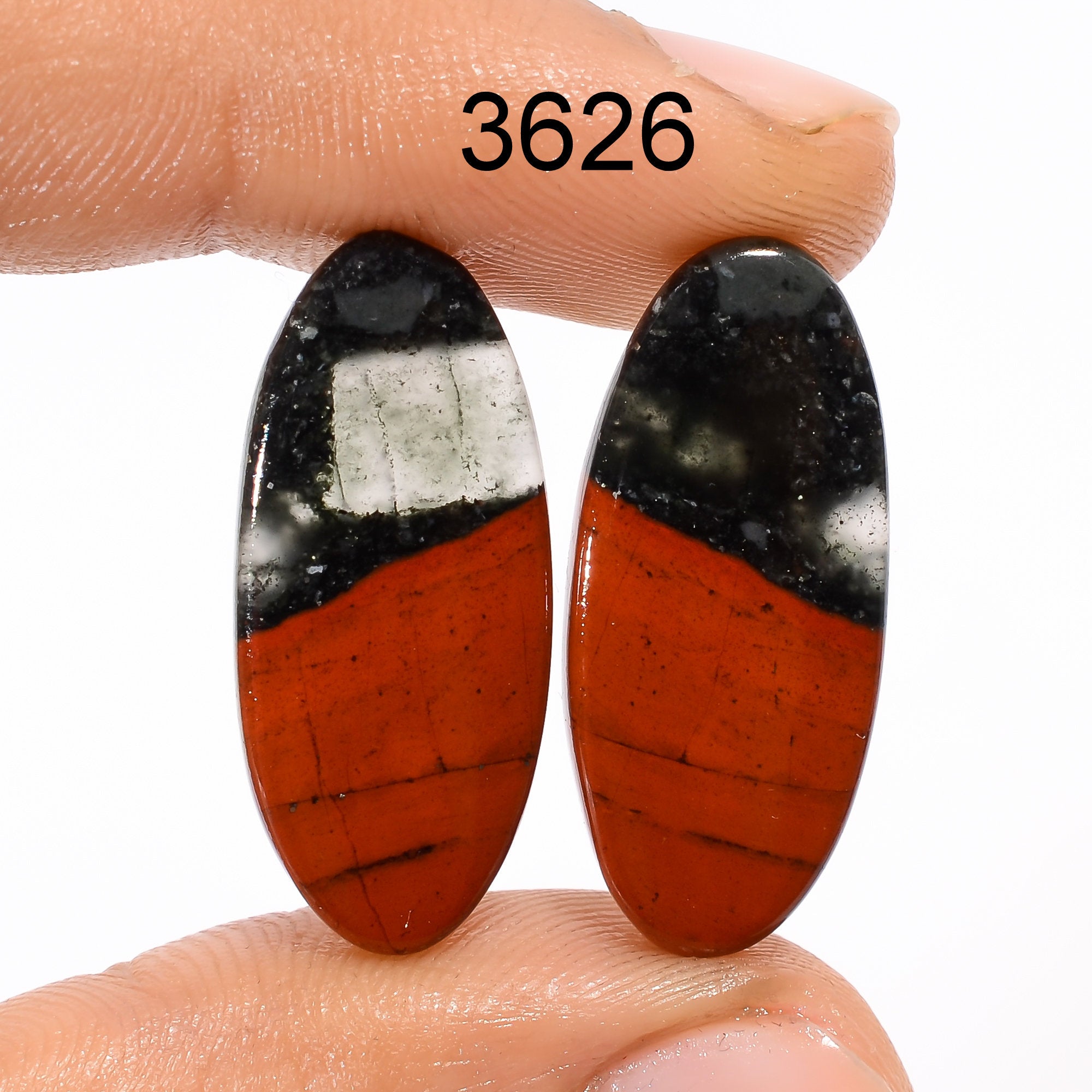 AAA Bloodstone Gemstone Pair, Mix Shape Cabochons, Loose Stone - image 2