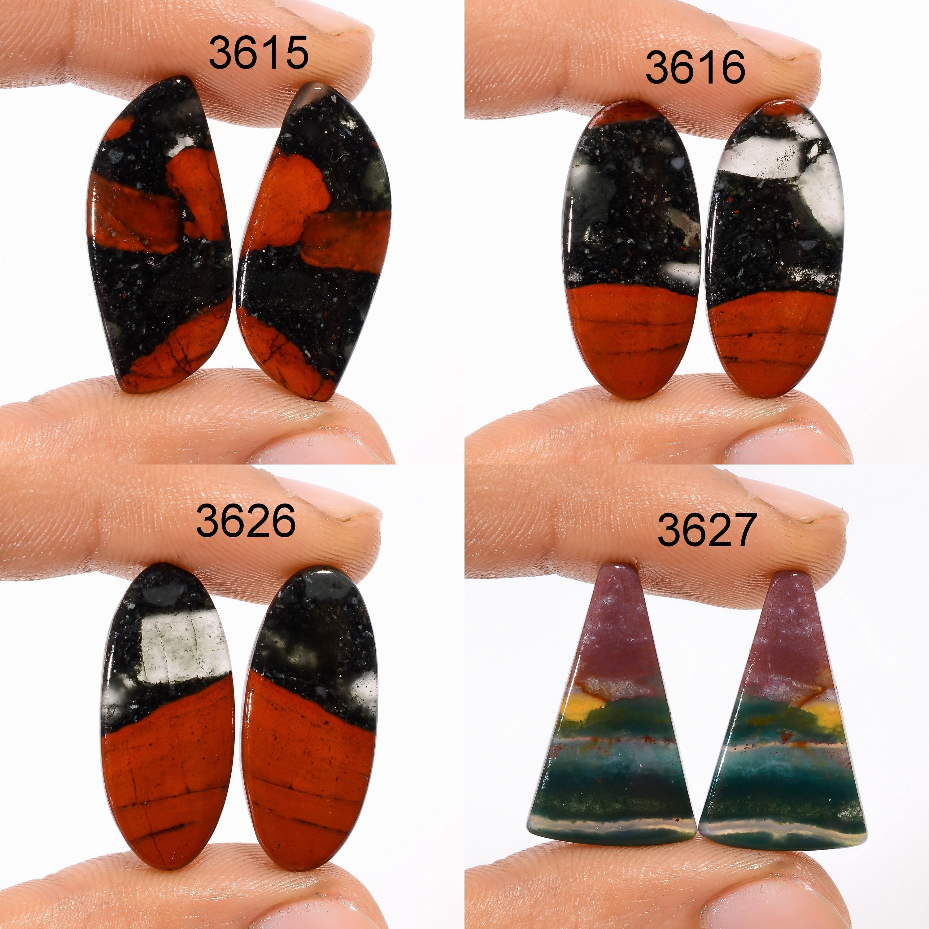 AAA Bloodstone Gemstone Pair, Mix Shape Cabochons, Loose Stone - image 4