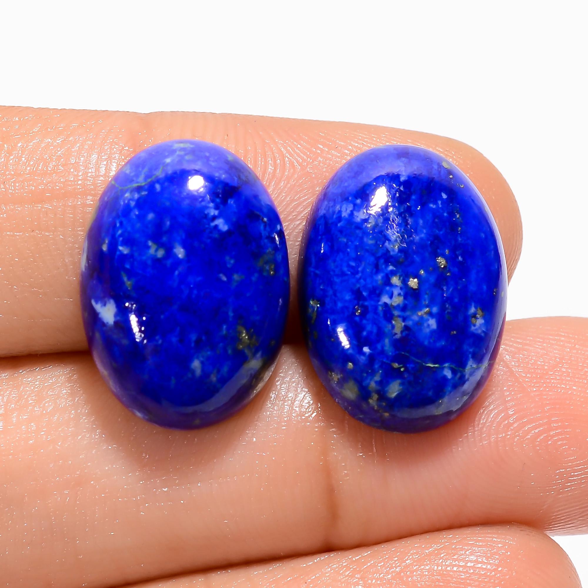 Lapis Lazuli Pair Gemstone, Natural Lapis Lazuli Cabochon Pair, Top Quality Loose Gemstone For Earring Jewelry Making Su