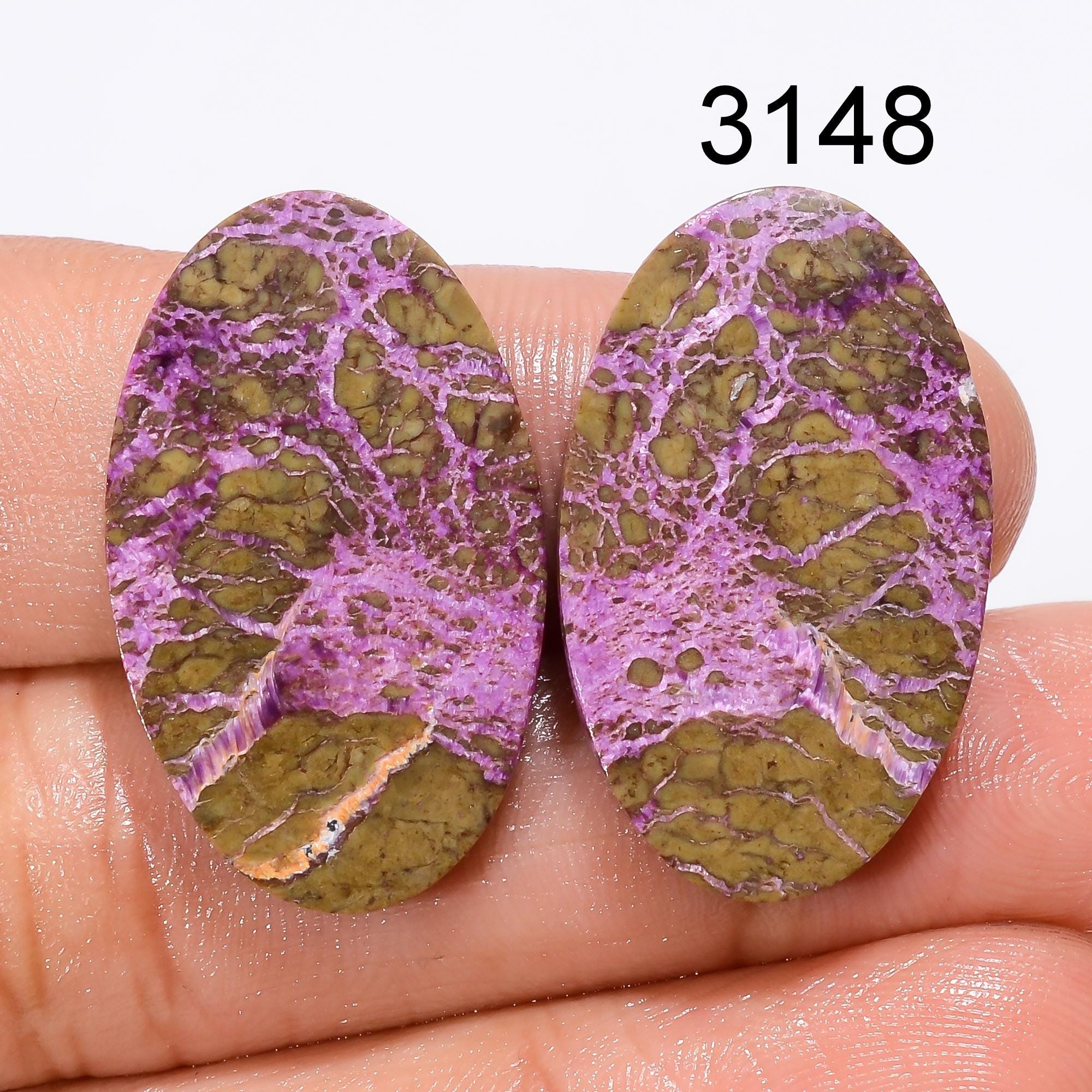 Natural Purpurite Stichtite Cabochon Pair, Purple Crystal Pendant Gemstone - image 6
