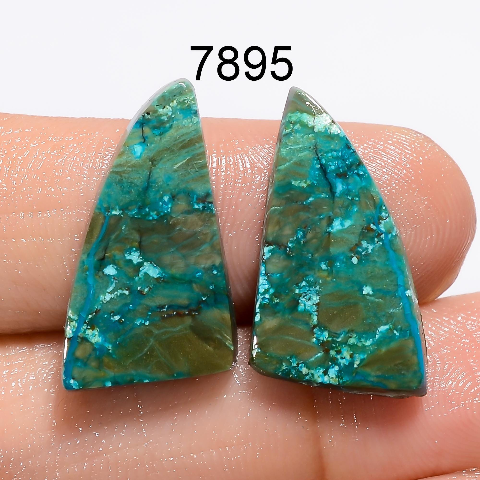 Chrysocolla Cabochon Pair, Green Gemstone, Earring Jewelry Making