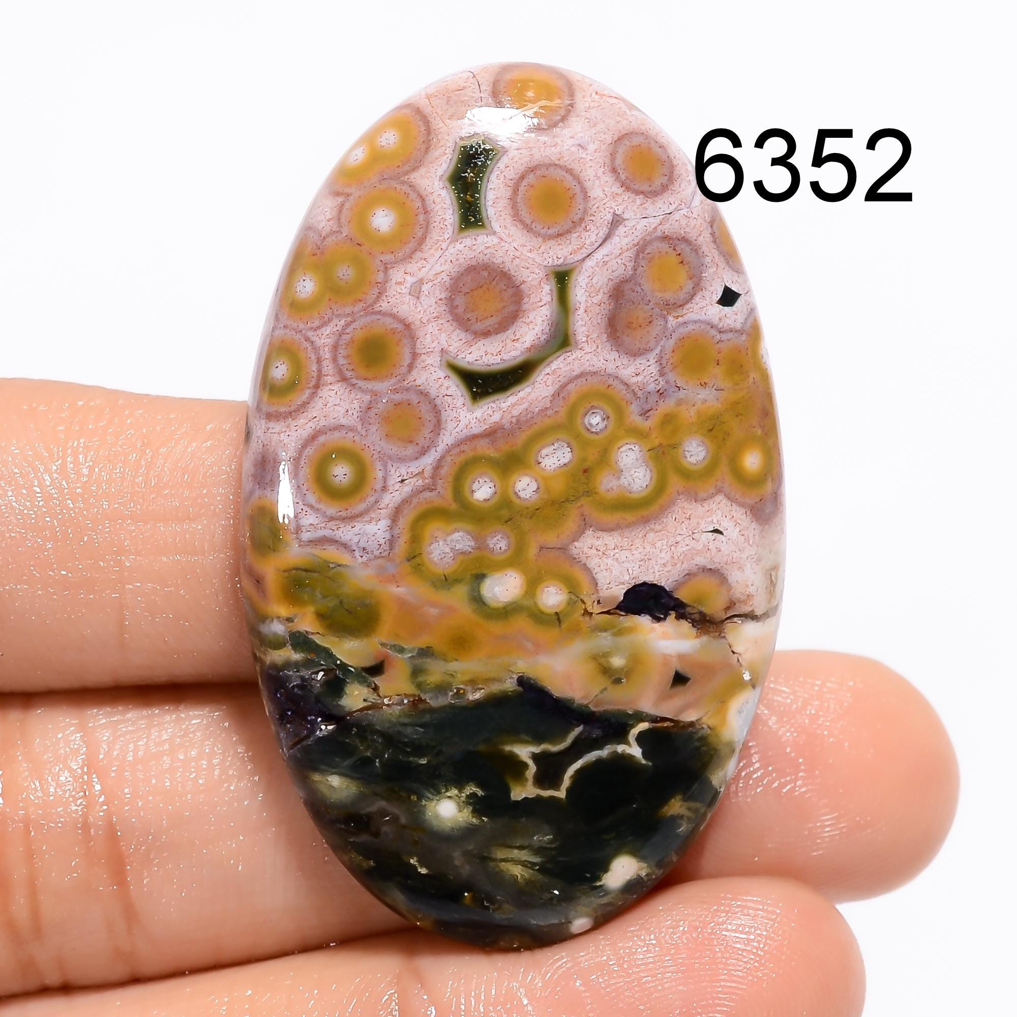 Natural Ocean Jasper Cabochon, Designer Gemstone, Jewelry Making Supply
