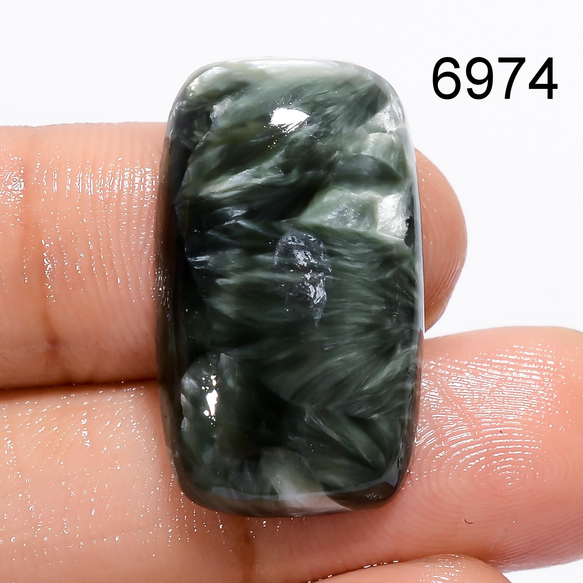 AAA Green Seraphinite Cabochon, Natural Gemstone for Jewelry
