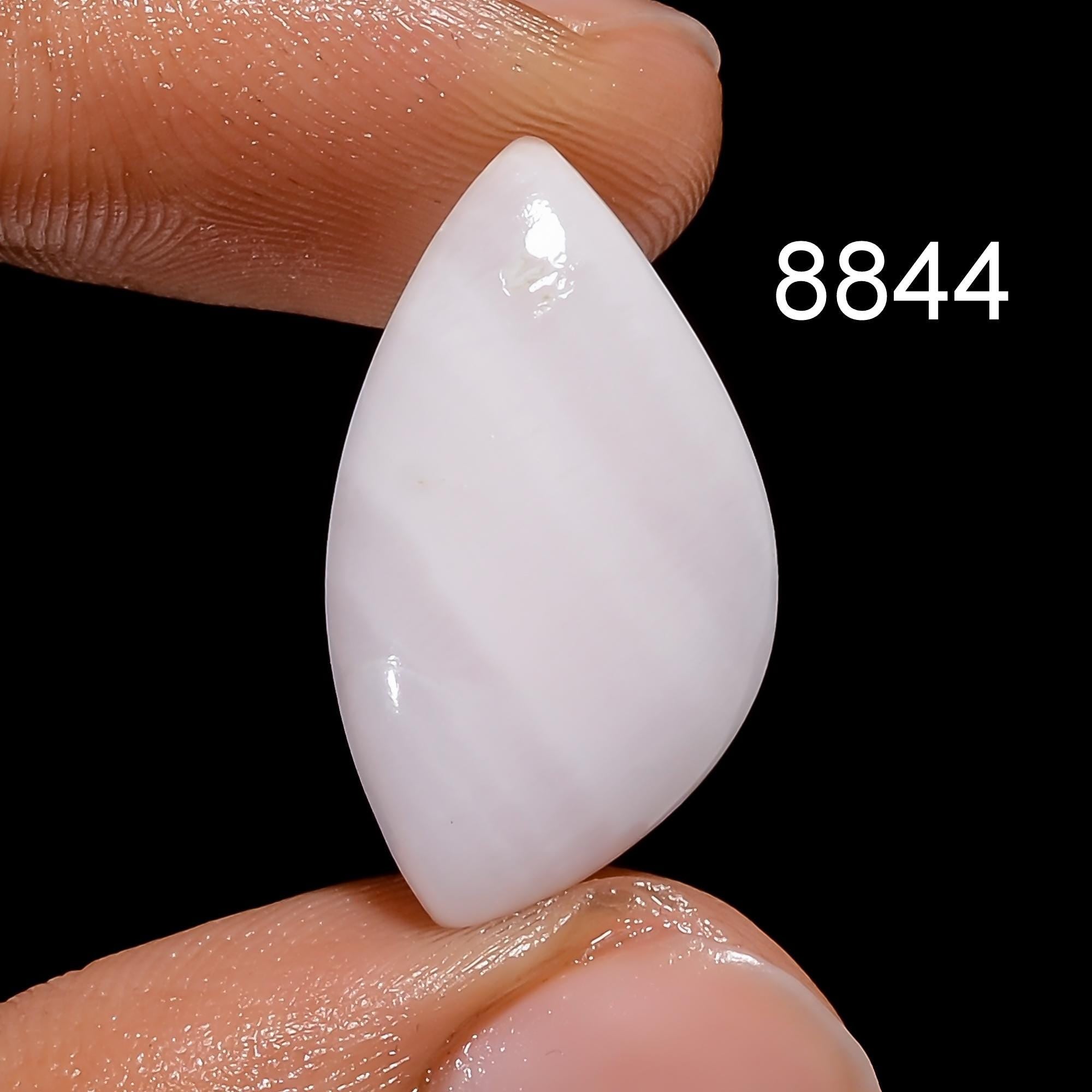 8851-Natural White Agate Cabochon, Teardrop Gemstone - image 2