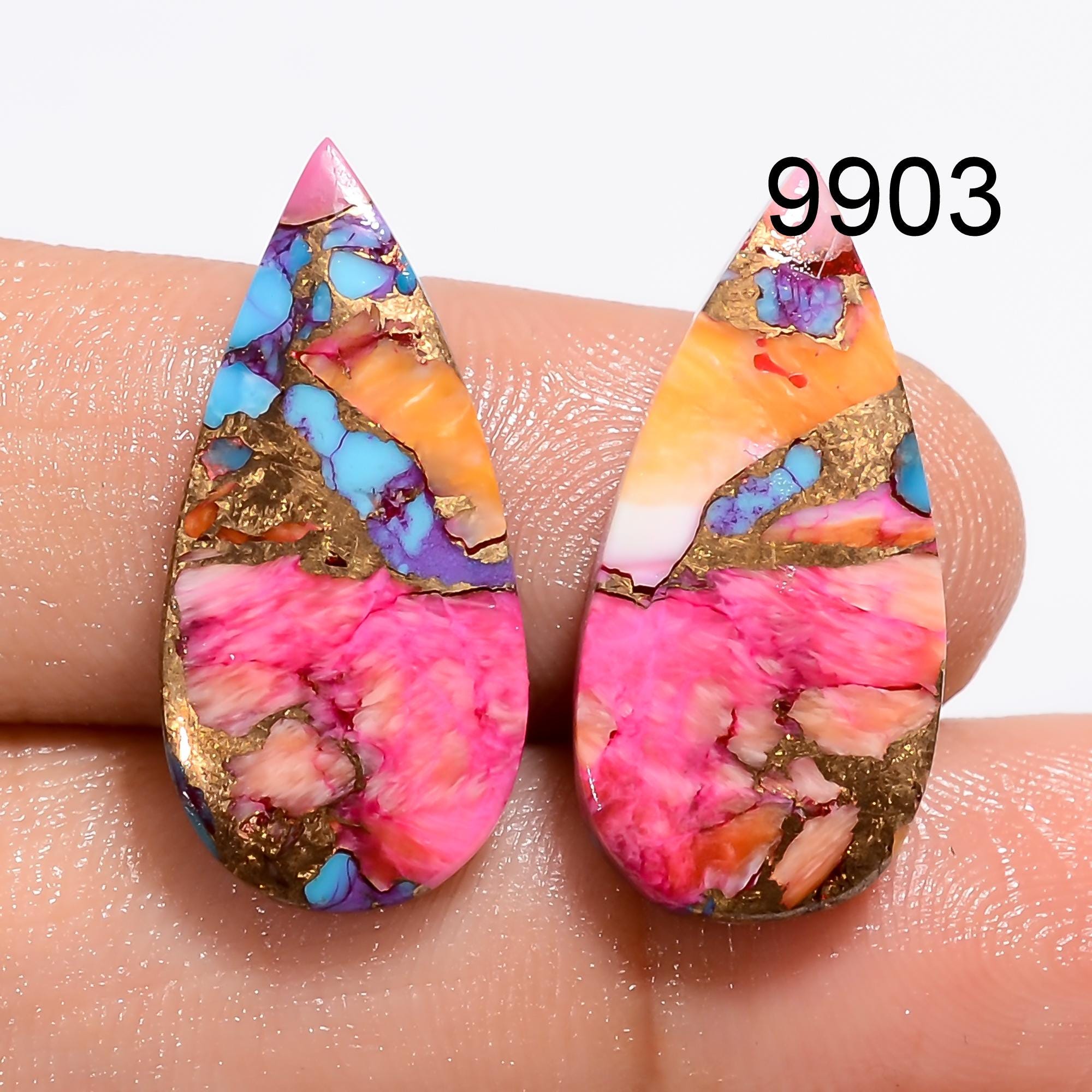 AAA Mohave Copper Turquoise Gemstone Pair, Earring Cabochons - image 3
