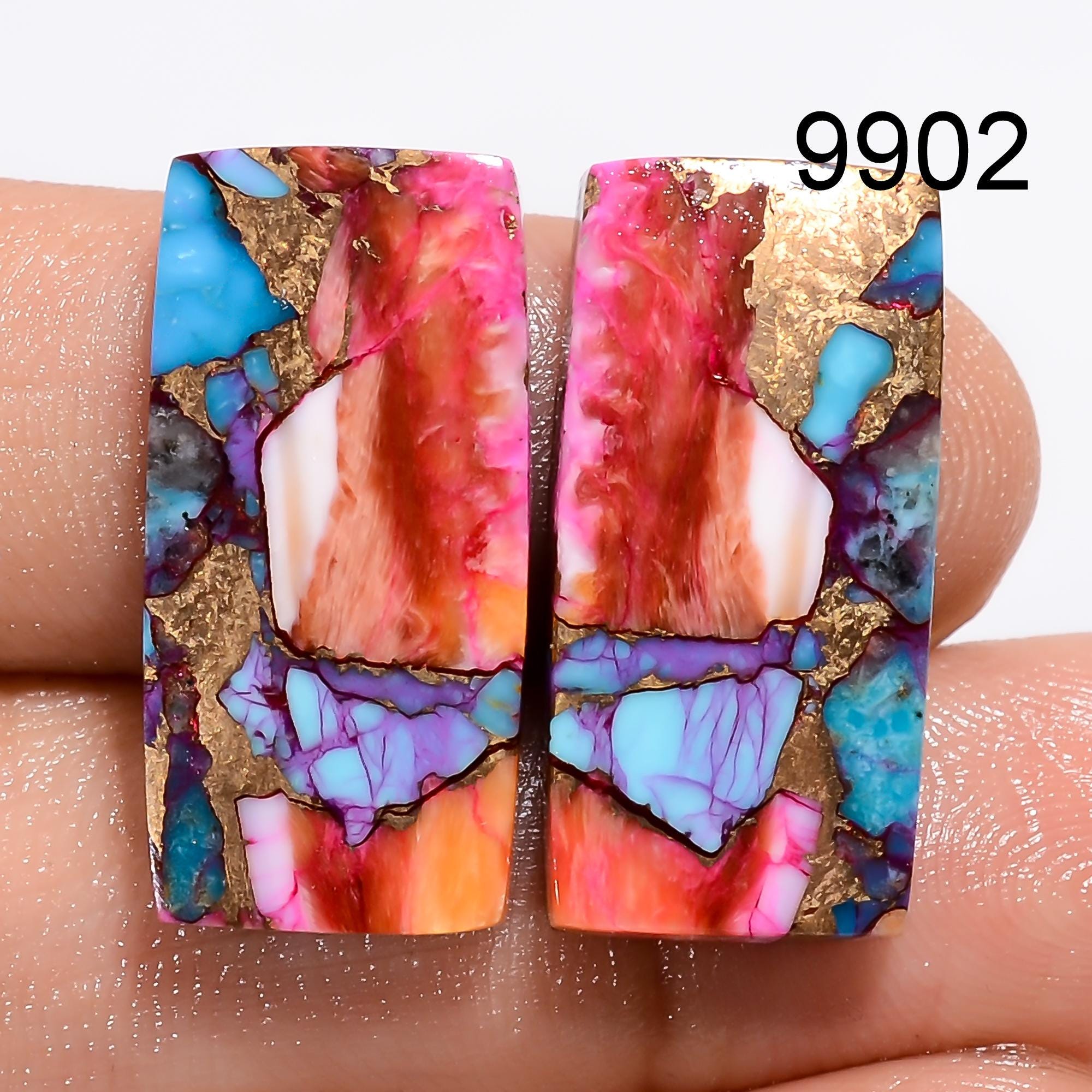 AAA Mohave Copper Turquoise Gemstone Pair, Earring Cabochons - image 2