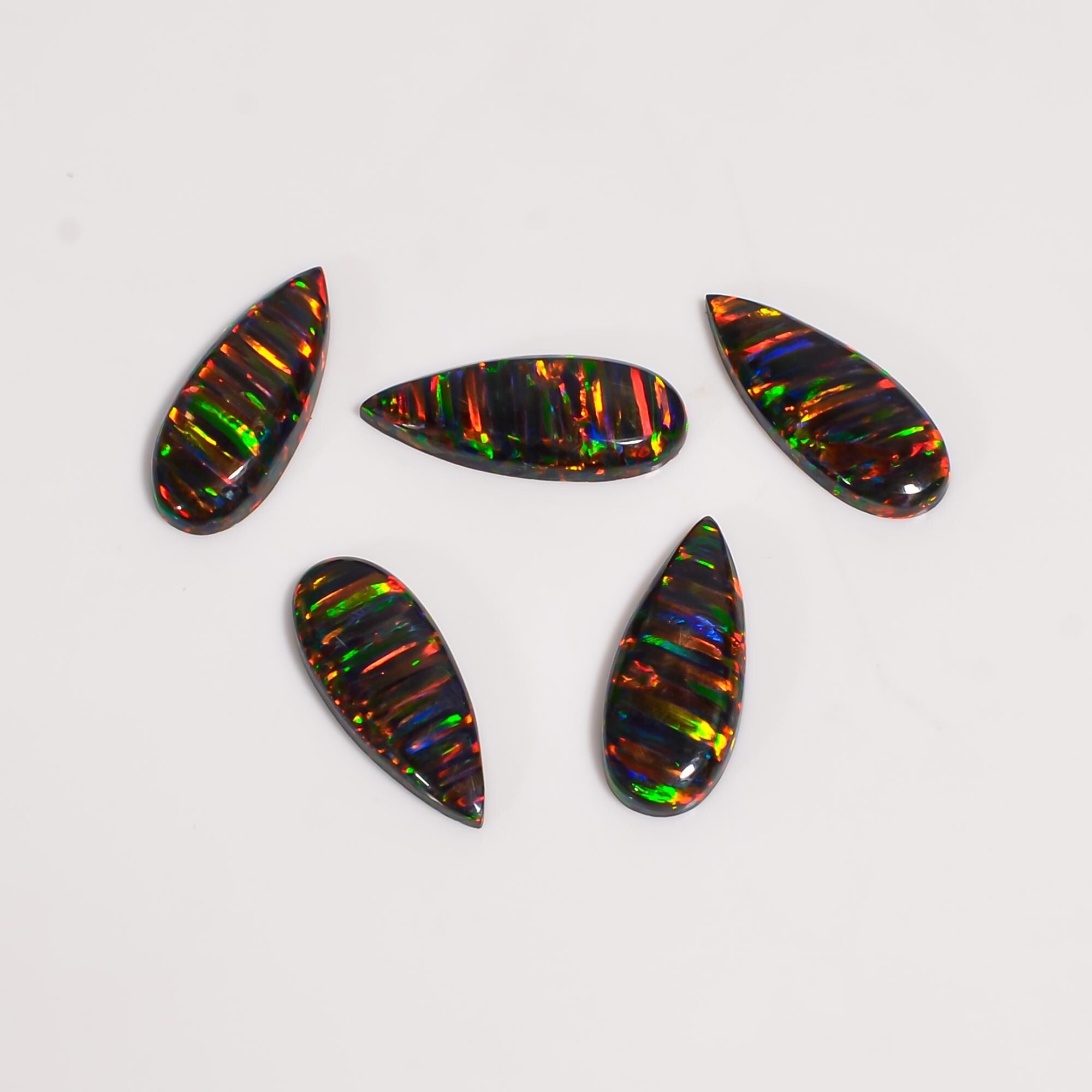 Ethiopian Midnight Opal Teardrop Cabochon, Opal Loose Gemstone For Jewelry Making, Black Color Opal Cabochon Calibrated  - image 2