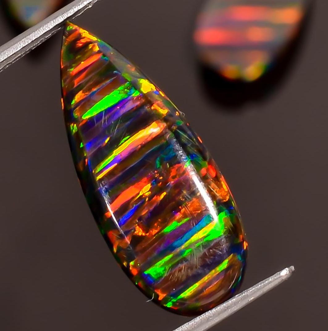 Ethiopian Midnight Opal Teardrop Cabochon, Opal Loose Gemstone For Jewelry Making, Black Color Opal Cabochon Calibrated 