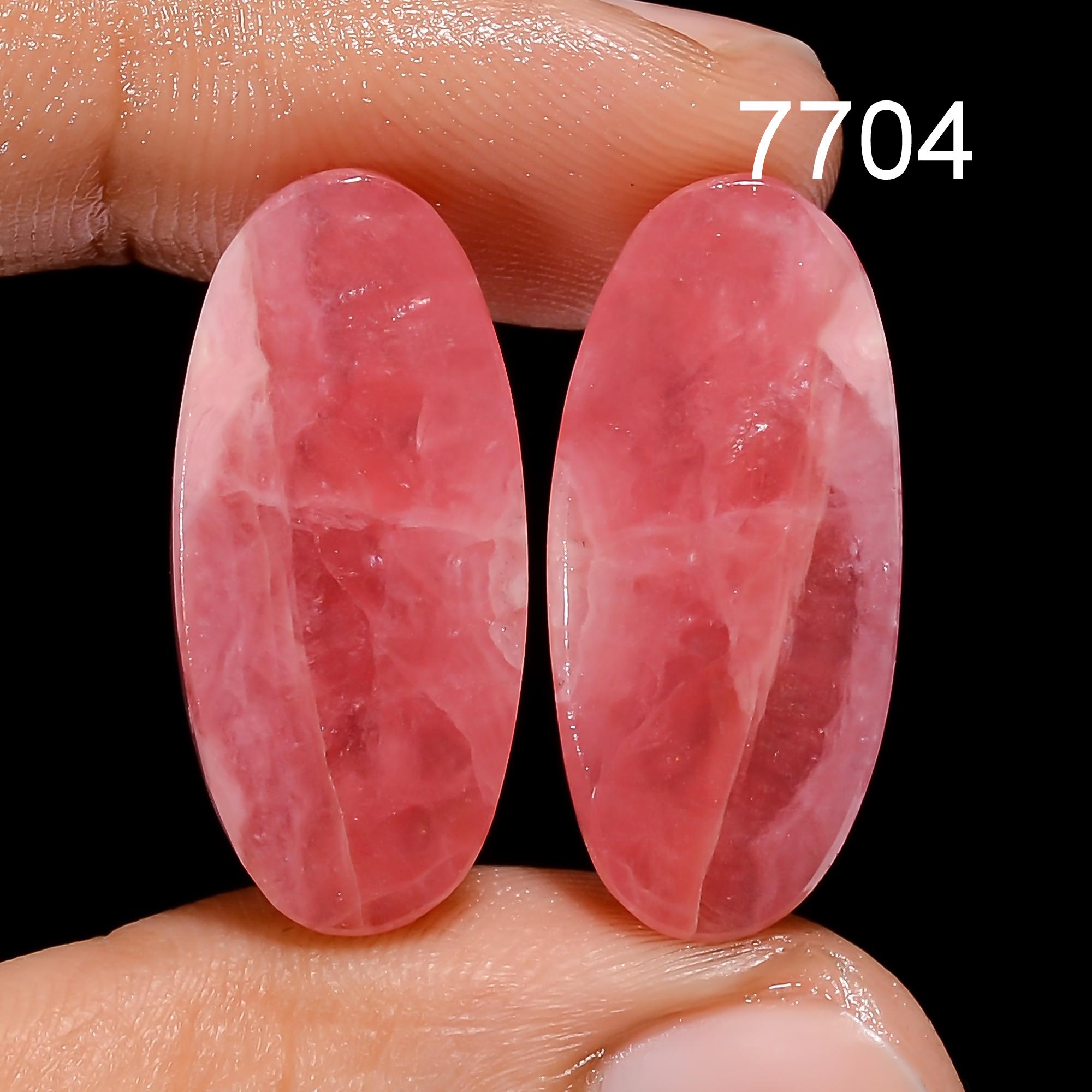 Natural Rhodochrosite Gemstone Cabochon Pair, Loose Gemstone For Jewelry Making - image 3