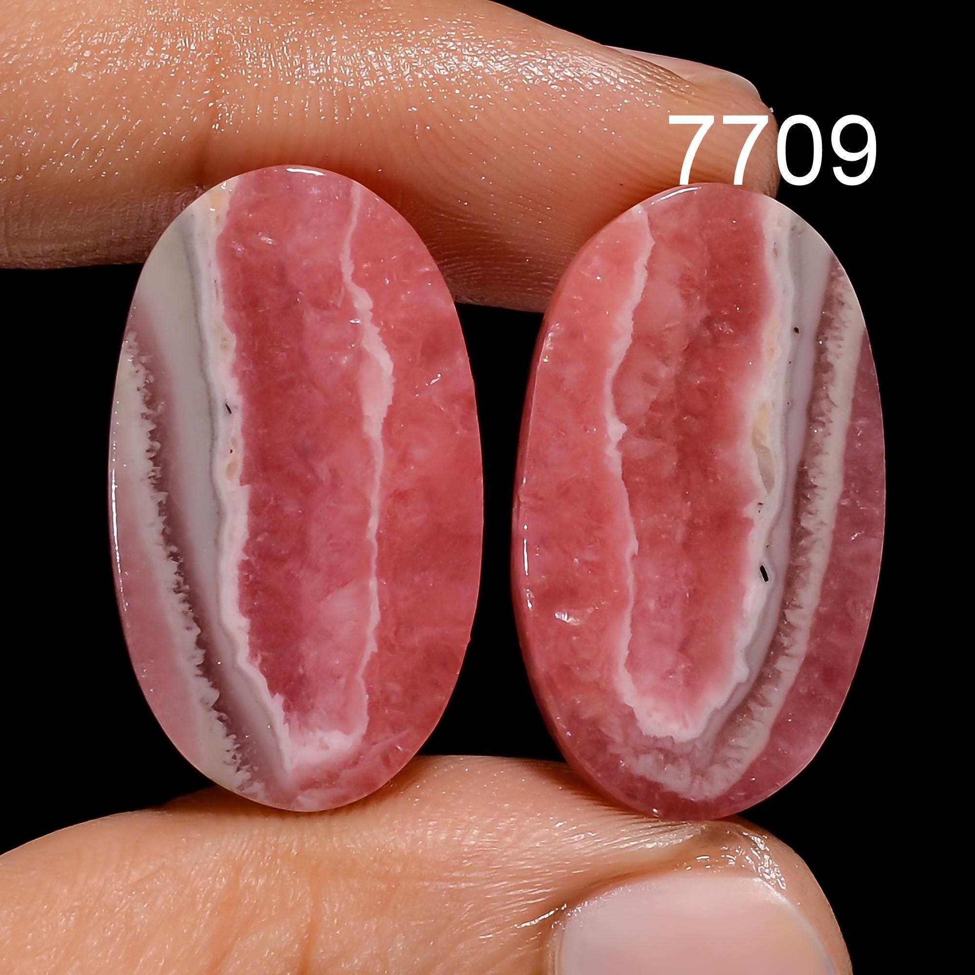 Natural Rhodochrosite Gemstone Cabochon Pair, Loose Gemstone For Jewelry Making - image 5