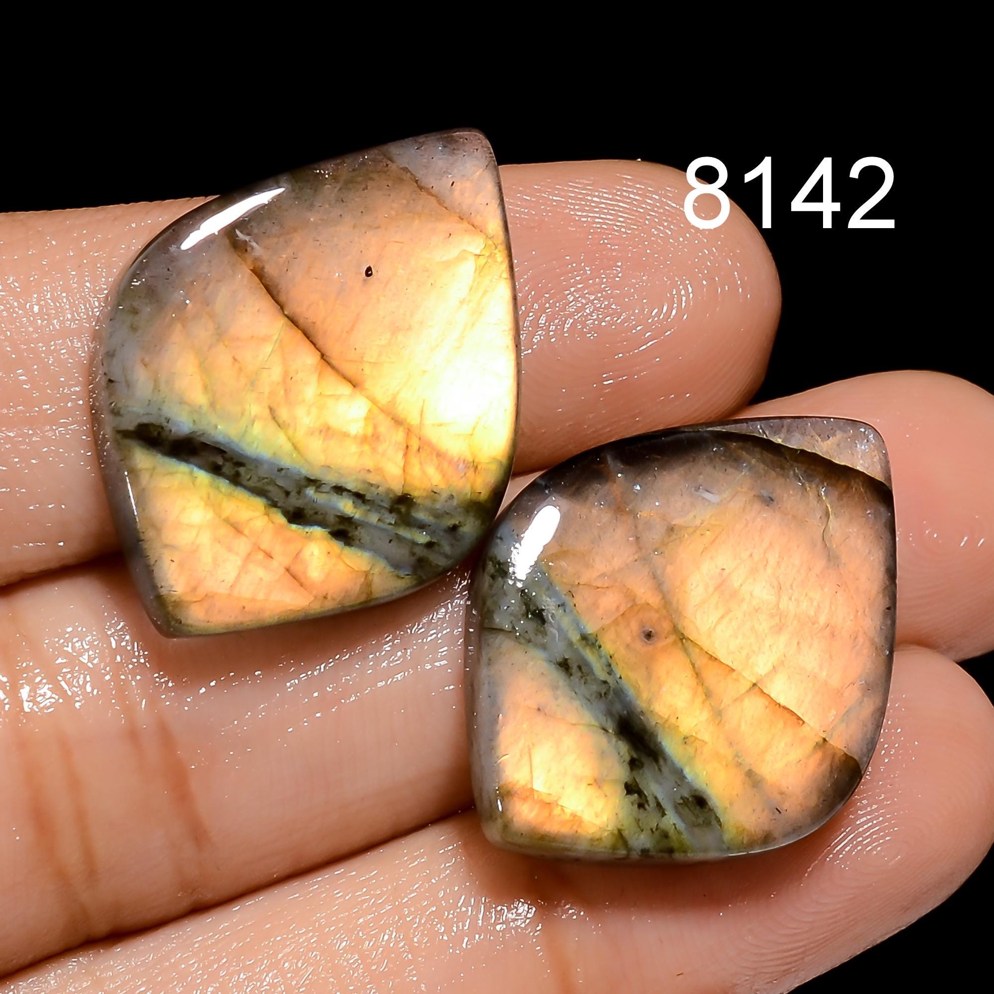 AAA Labradorite Cabochon Gemstone Pair, Mix Shape, Jewelry Making - image 2