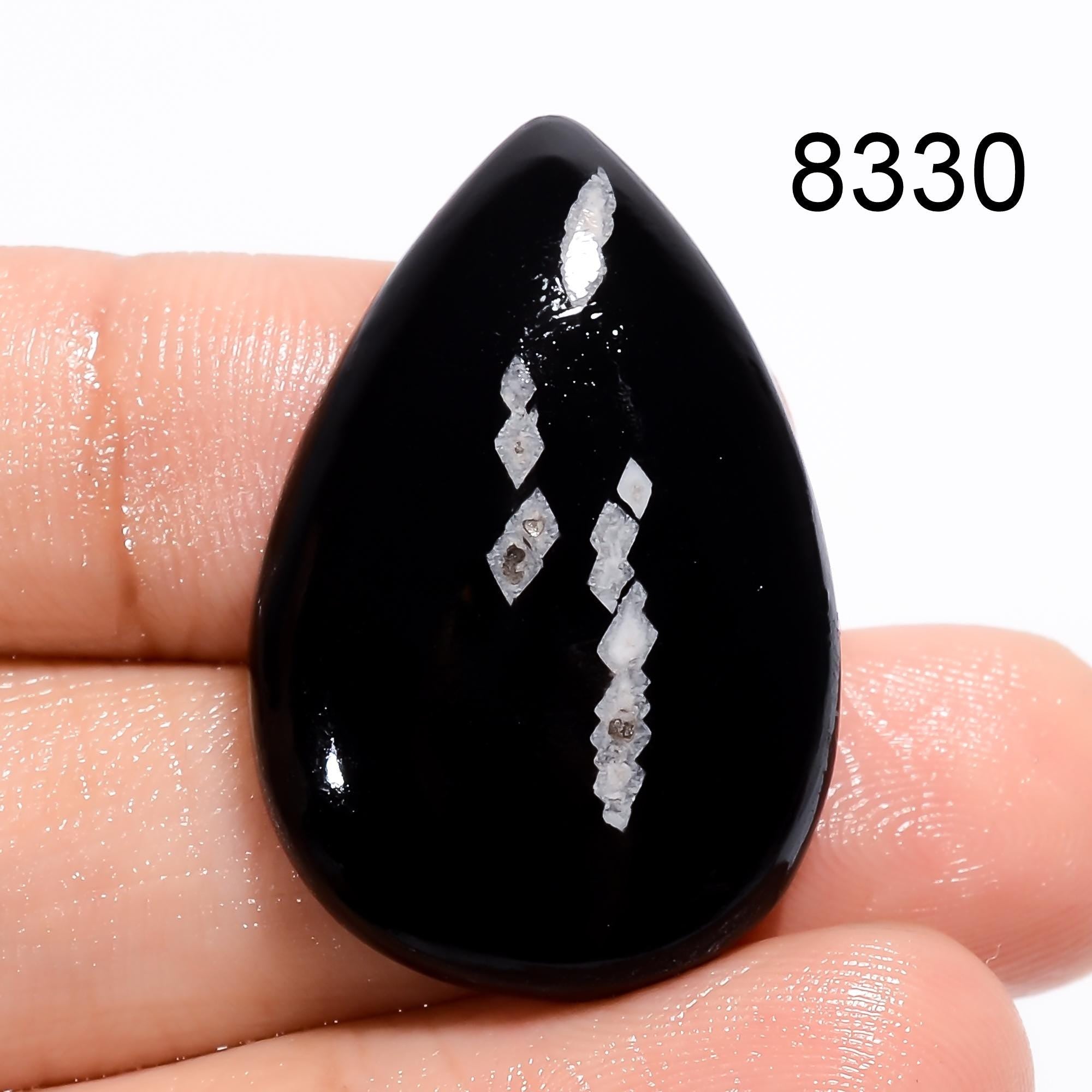Natural Black Chrysanthemum Cabochon Loose Smooth Polished Gemstone - image 2