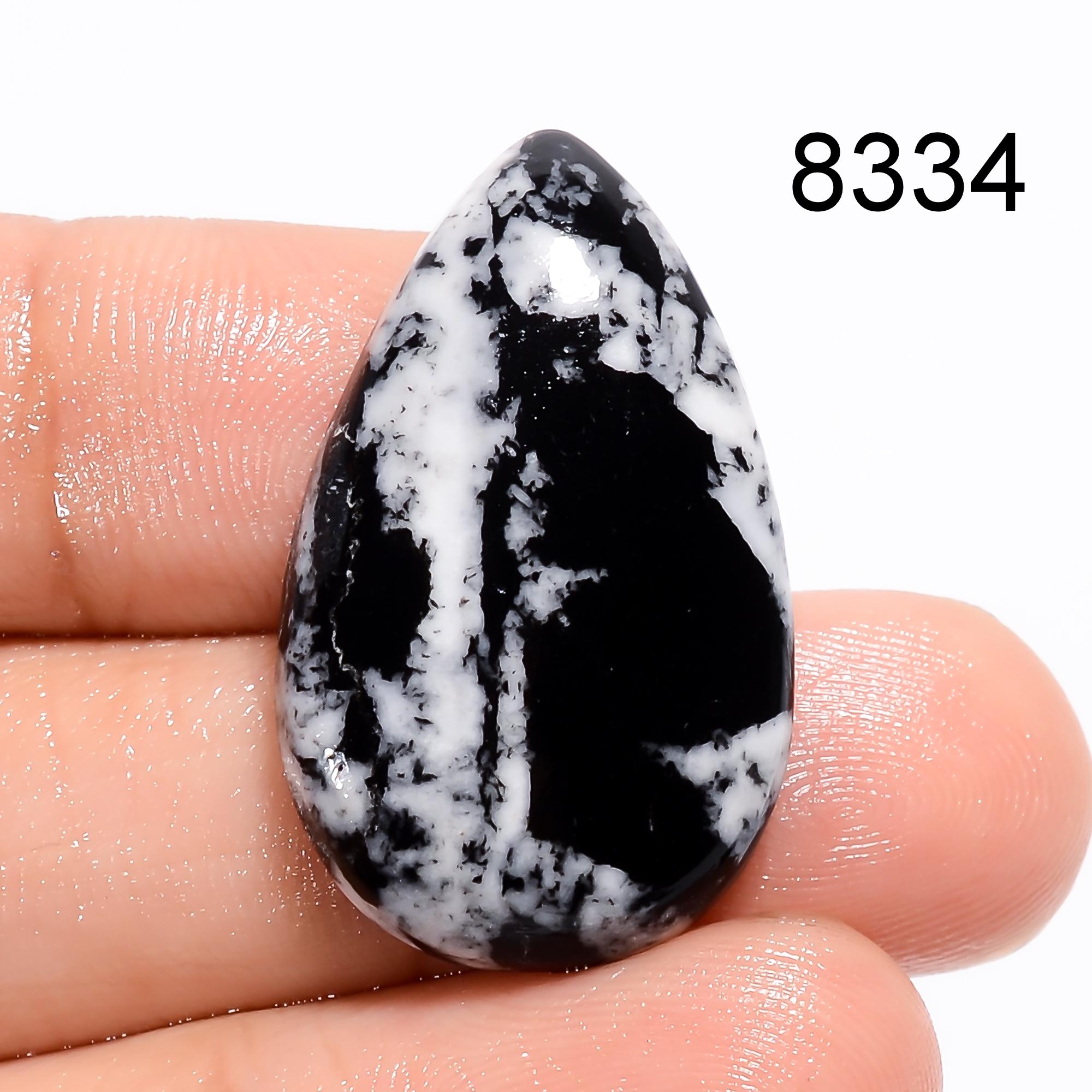 Natural Black Chrysanthemum Cabochon Loose Smooth Polished Gemstone - image 5