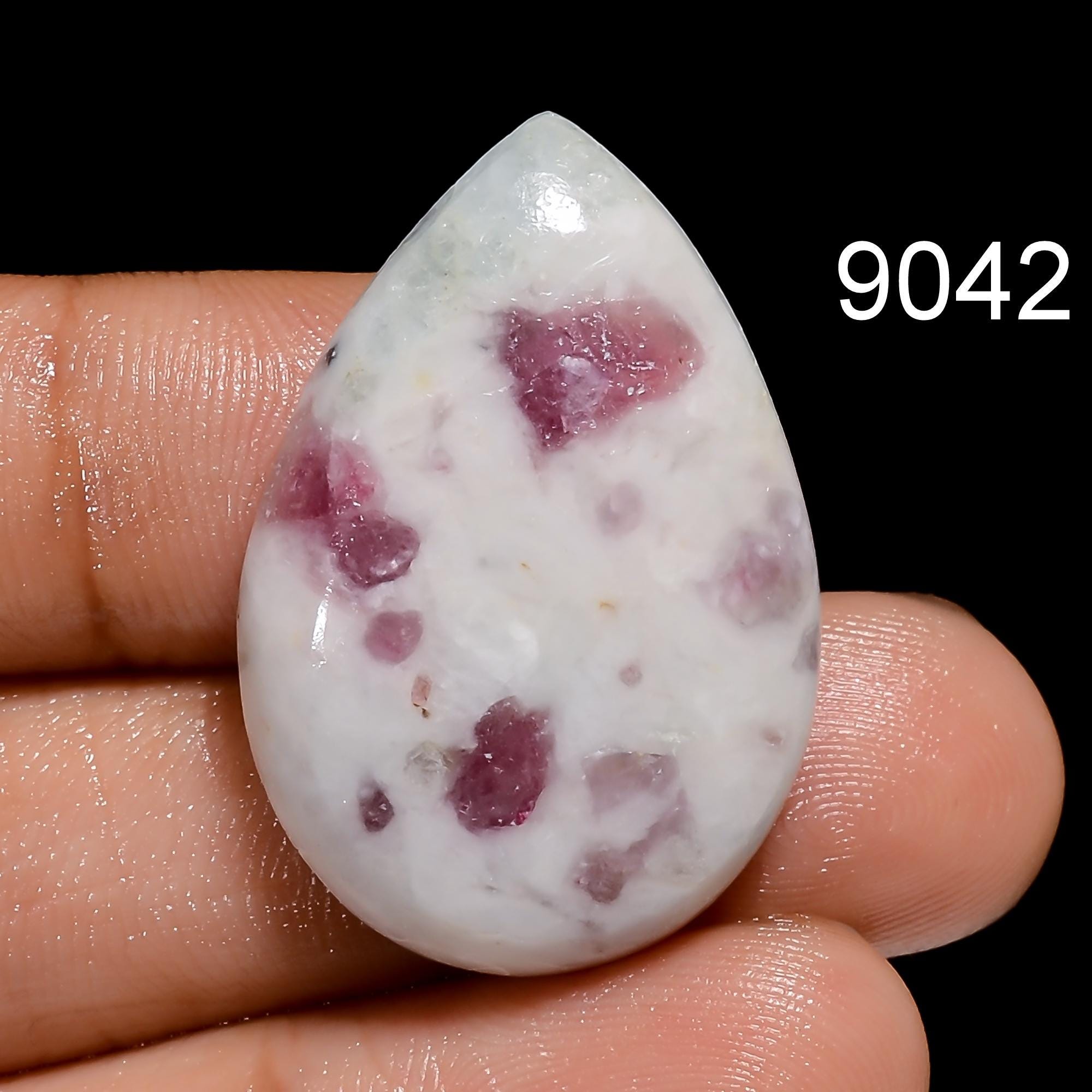 AAA Pink Tourmaline Quartz Cabochon: Loose Gemstone Pendant Stone