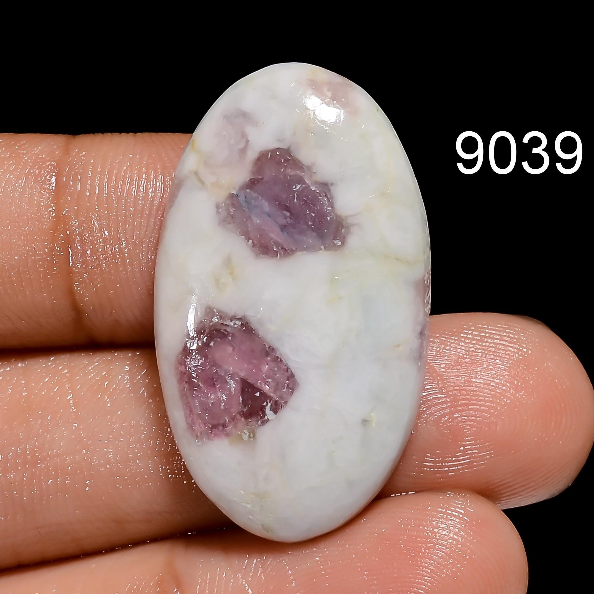 AAA Pink Tourmaline Quartz Cabochon: Loose Gemstone Pendant Stone - image 4
