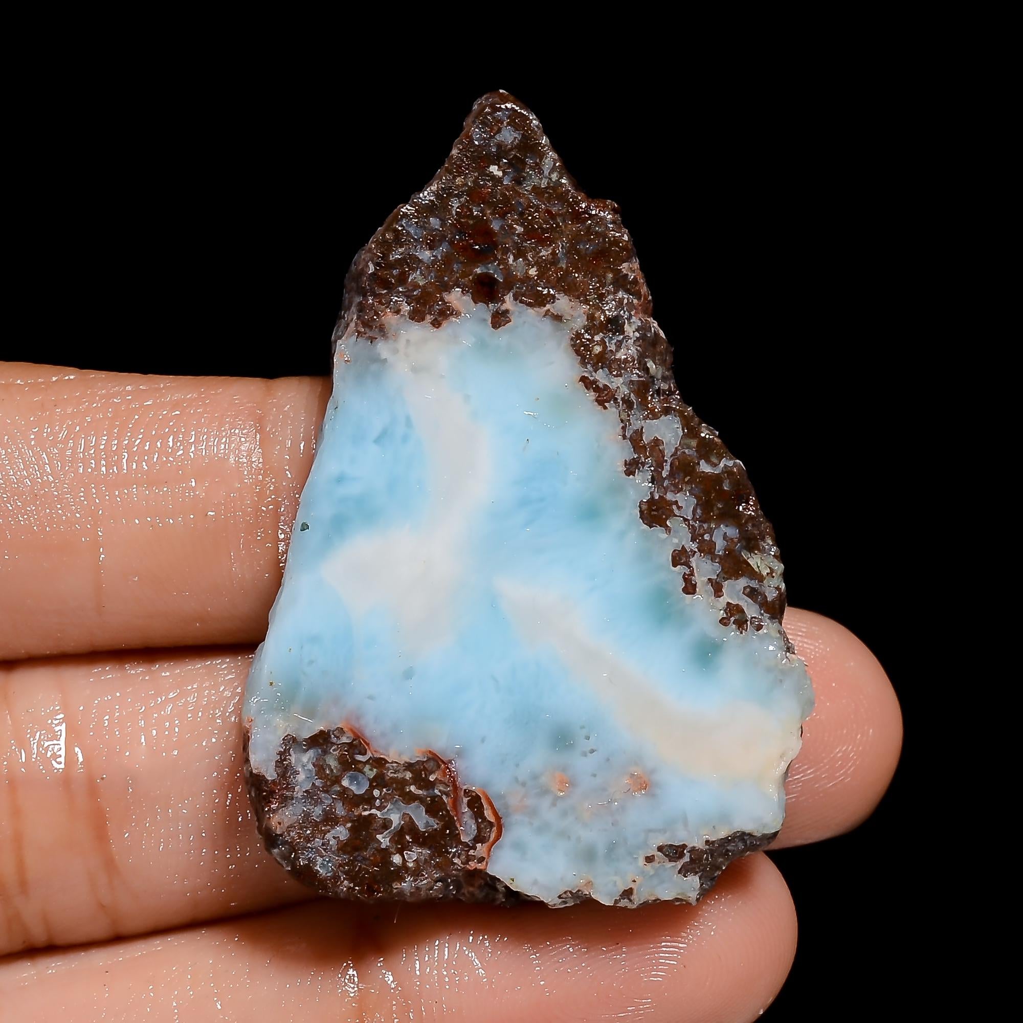 AAA Natural Blue Larimar Raw Slice Gemstone (44X31X6 mm size)