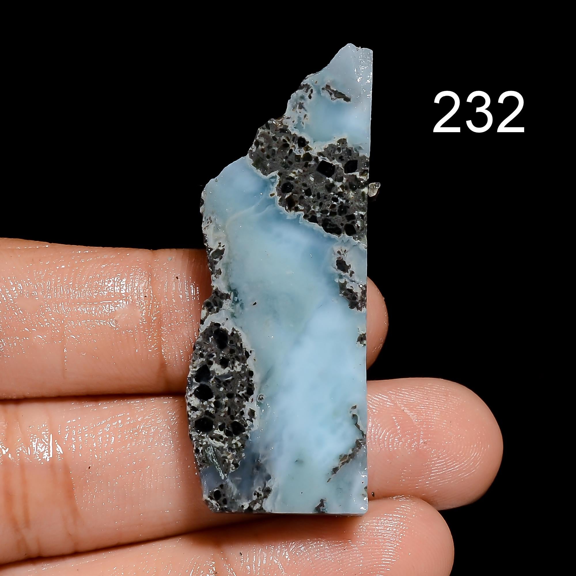 AAA Natural Blue Larimar Raw Gemstone in 47X18X5 mm.