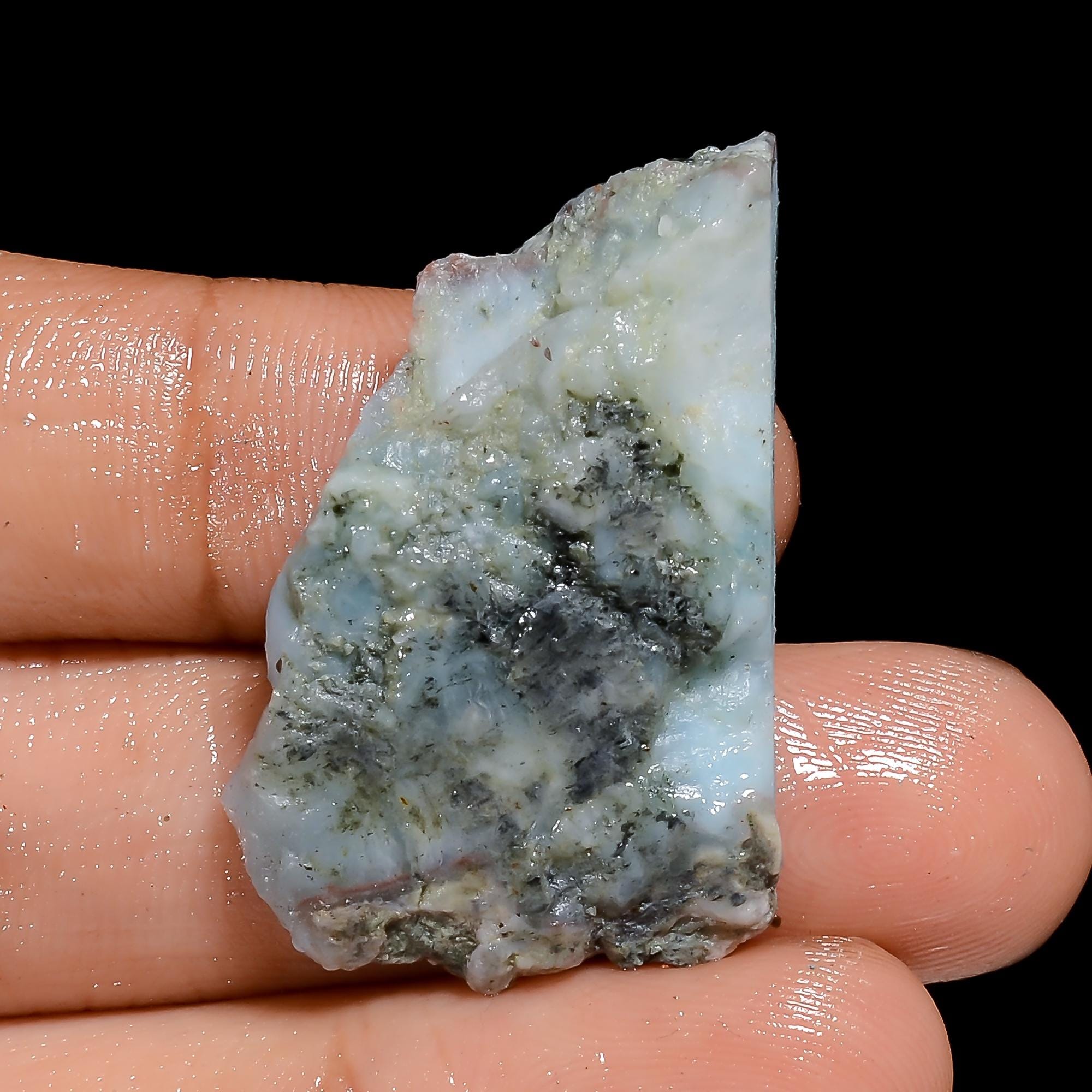 Natural Blue Larimar Raw Slice Gemstone Lot, Larimar Loose Chips For Jewelry Making Supplies, Wholesale Bulk Larimar Rou