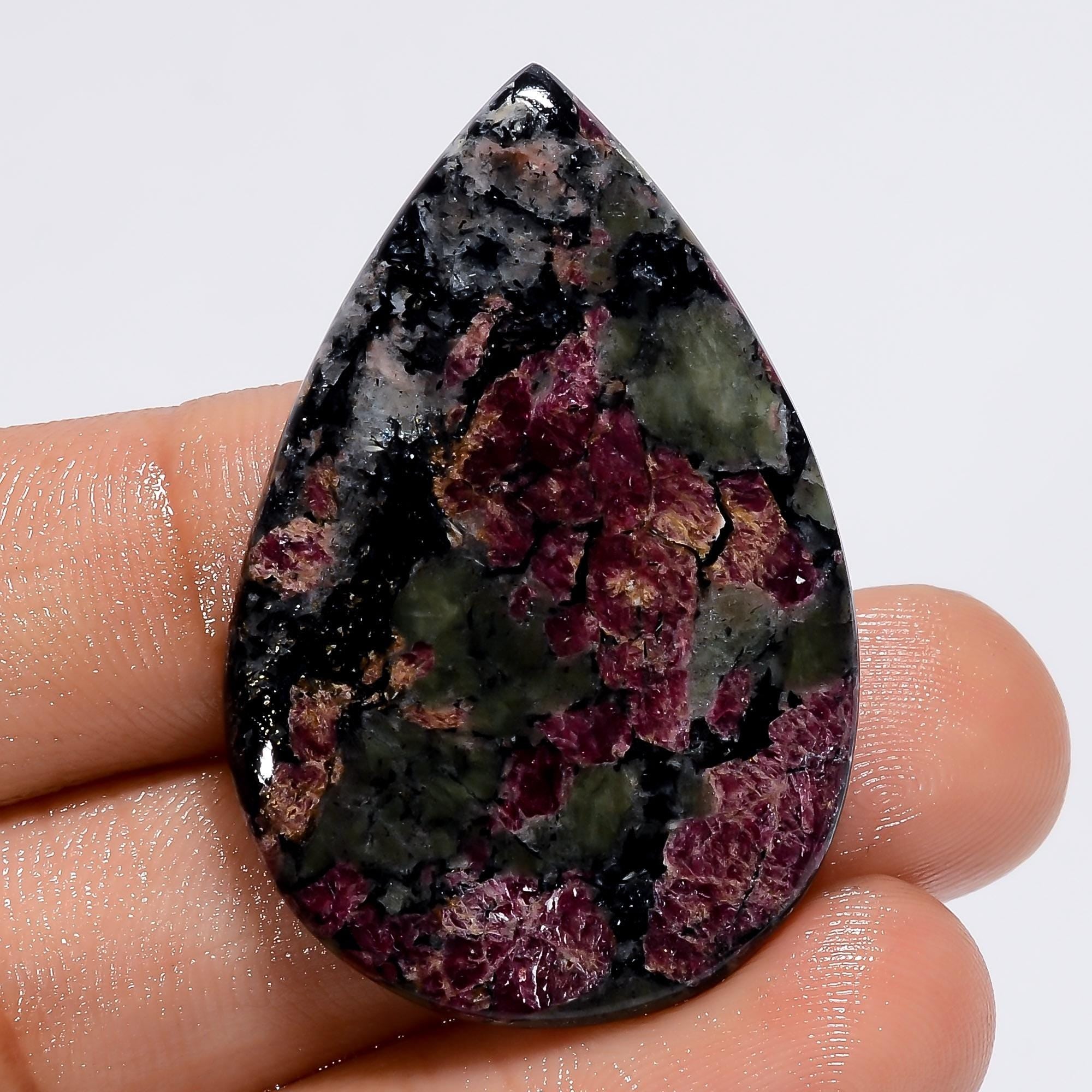 Eudialyte Gemstone Cabochon: Pear Shape Crystal for Jewelry Making